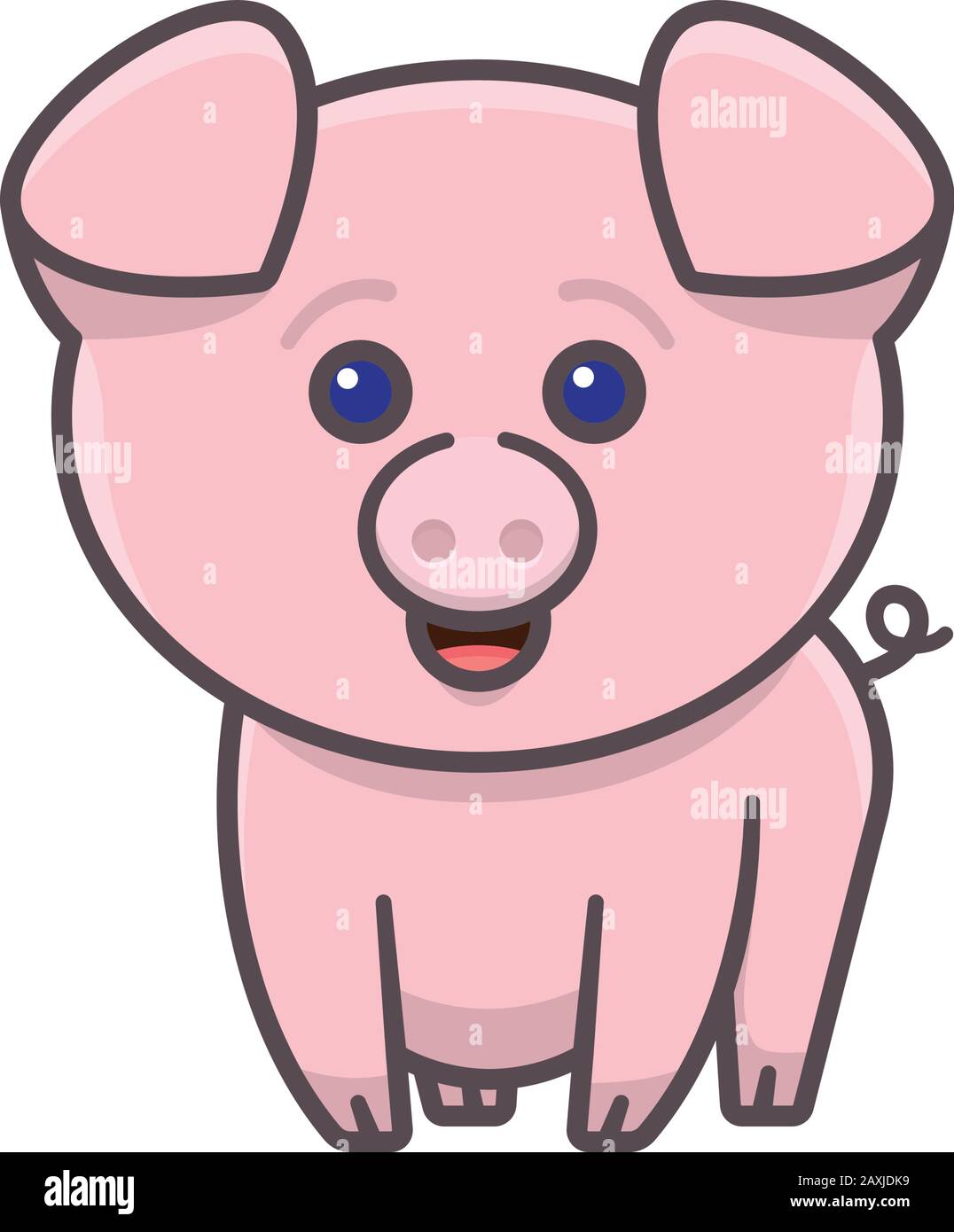 Piglet isolated vector illustration for Pig Day Agriculture and farm animal color symbol. Stock Vector