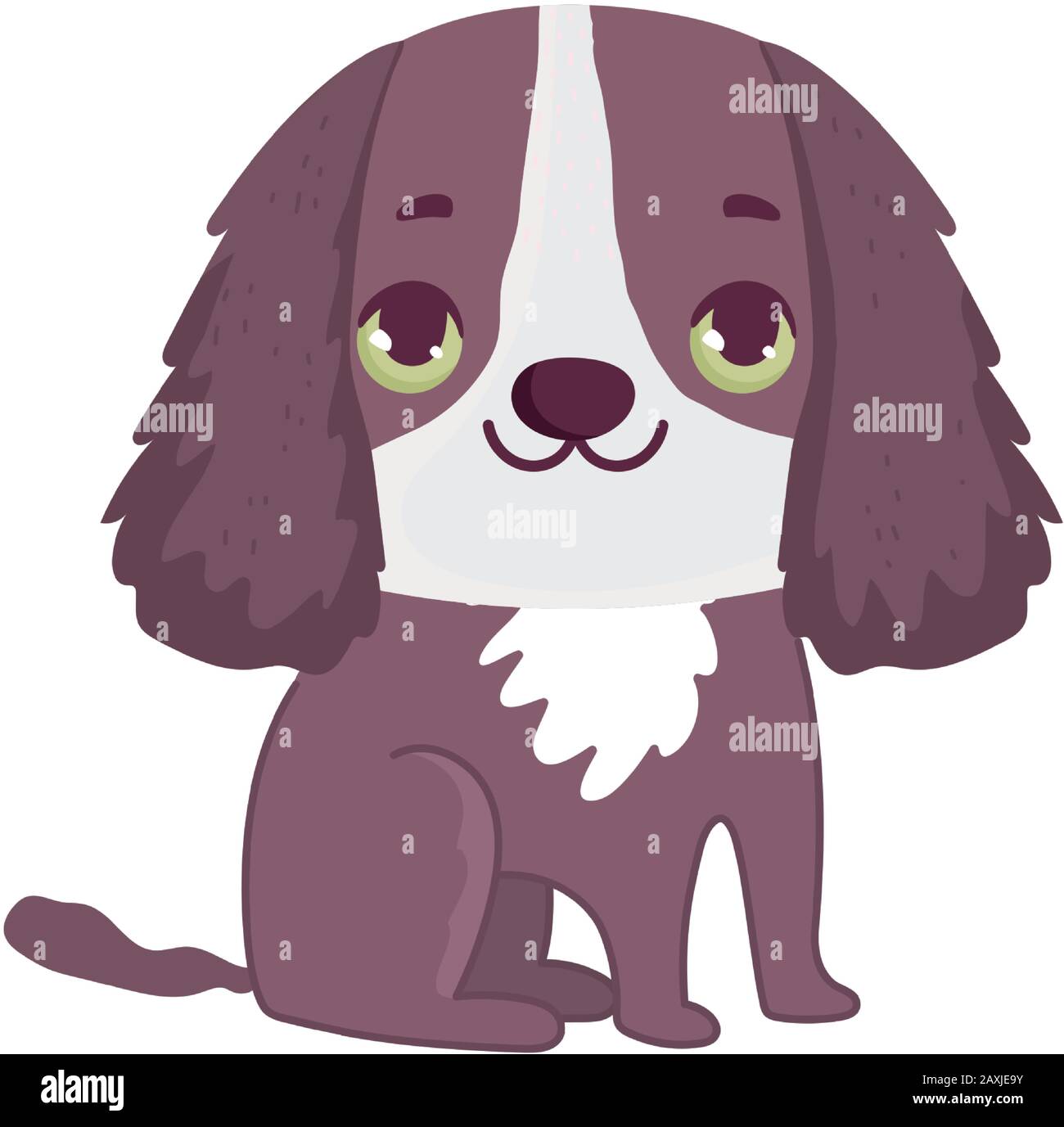 brown dog domestic sitting cartoon pets on white background vector ...