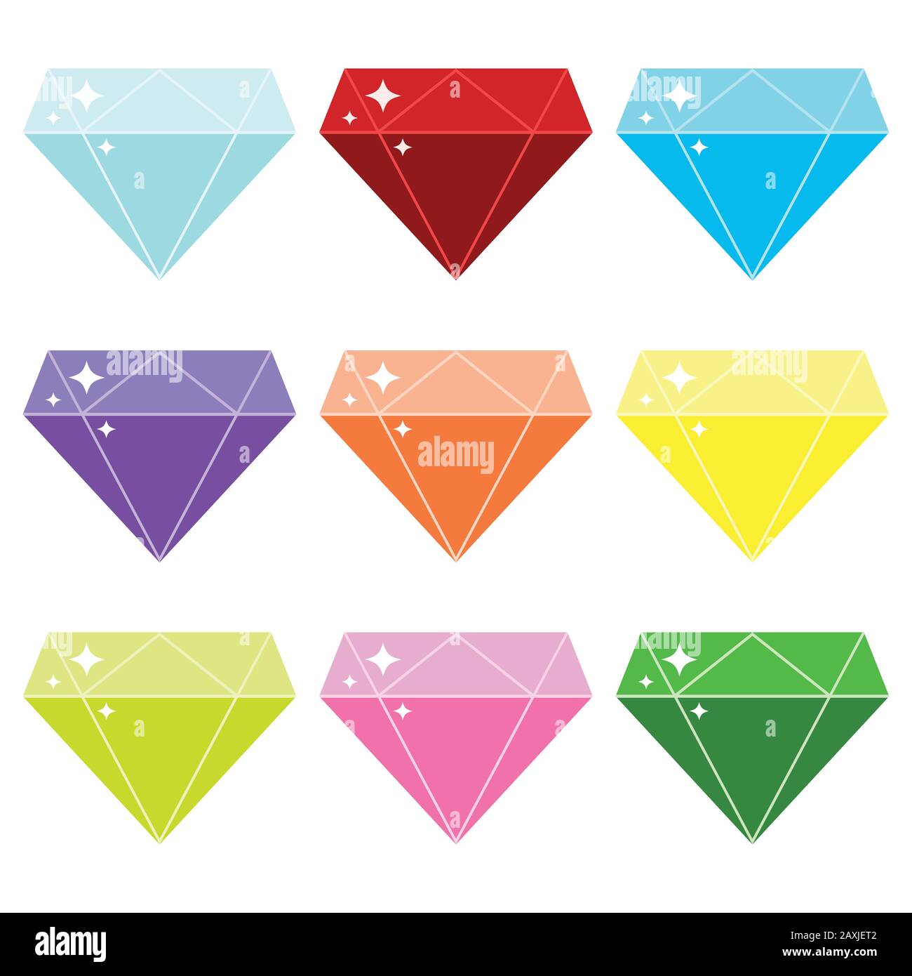 Diamonds vector icon set isolated on white background. Stock Vector