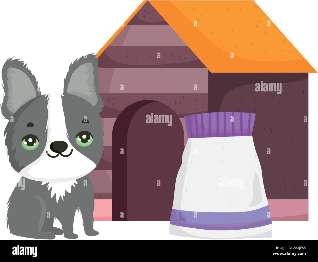 cute dog with house food and bottle pets vector illustration Stock ...