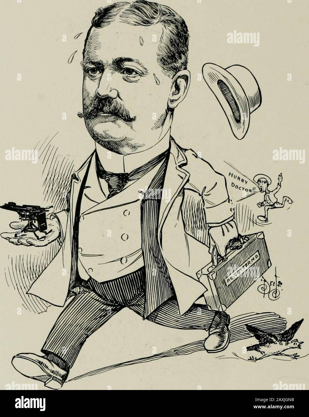 'As we see 'em,' a volume of cartoons and caricatures of Los Angeles citizens . ELMER E. COLE,Mining.. p. GREGORY COTTER, Physician. Stock Photo
