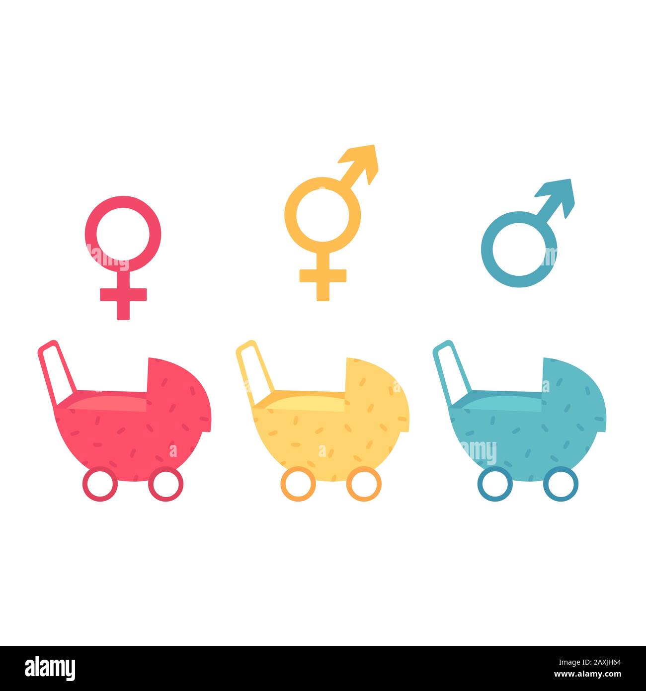 Girl, boy and gender neutral child baby carriage Stock Vector