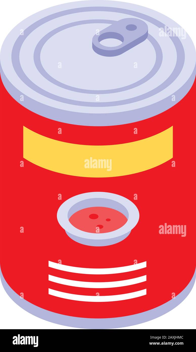 Tomato bean tin can icon, isometric style Stock Vector