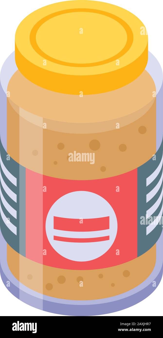 Mustard jar icon, isometric style Stock Vector