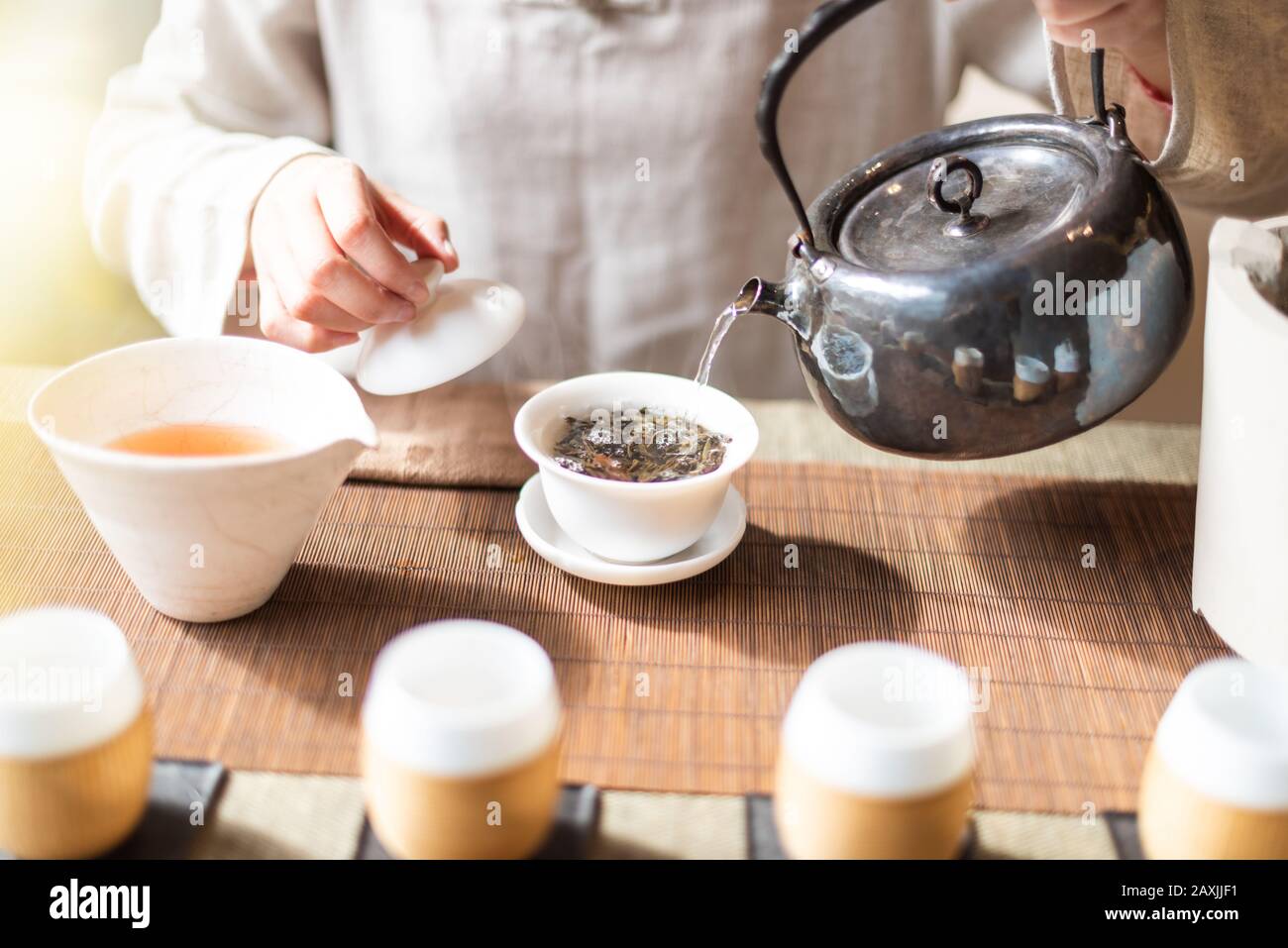 Traditional Chinese pouring tea ceremony Stock Photo