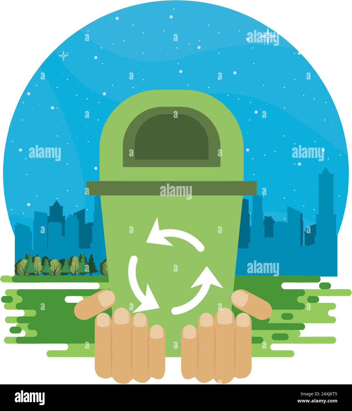 hands lifting waste bin with recycle arrows Stock Vector Image & Art Alamy