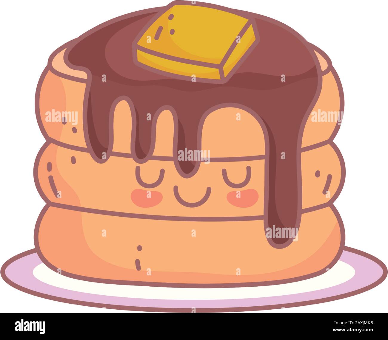 pancakes with butter and syrup restaurant cartoon food cute vector
