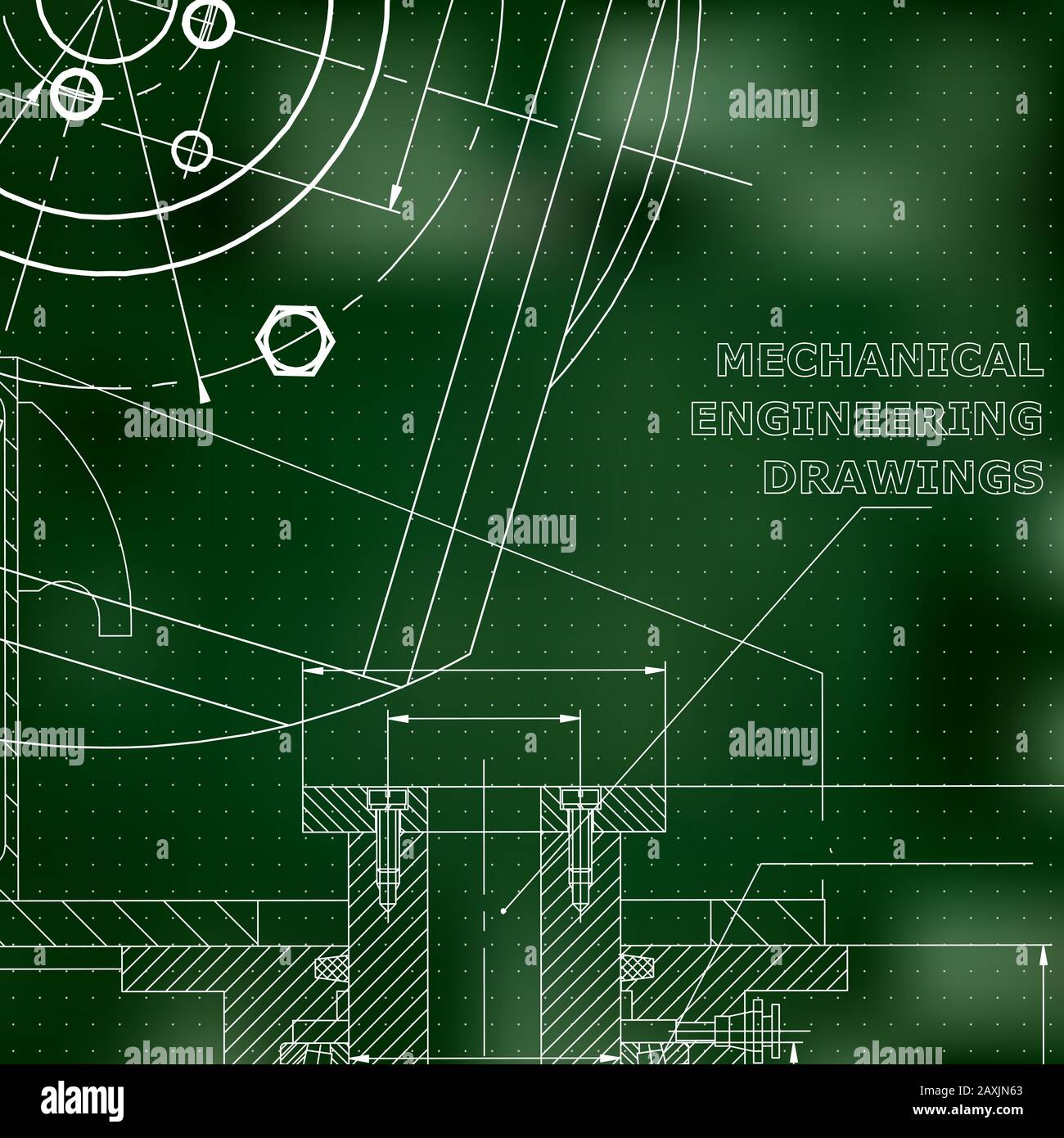 Mechanics. Technical design. Green background. Points Stock Vector ...
