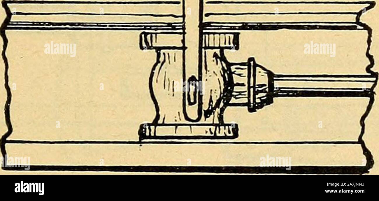 Twentieth century hand-book for steam engineers and electricians, with questions and answers .. . figure 43. assuming the length of the short bar to be one-half thelength of the stroke, proceed as follows: Place the engine on the center with the crosshead atthe end of the stroke towards the crank. Then havingpreviously bored a hole for the pivot in one end of thependulum bar and in the other end a hole for connect-ing with the link, suspend the pendulum by a tem-porary pin, as a large wood screw, directly above and in 178 ENGINEERING line with the stud or bolt hole which has previouslybeen tap Stock Photo