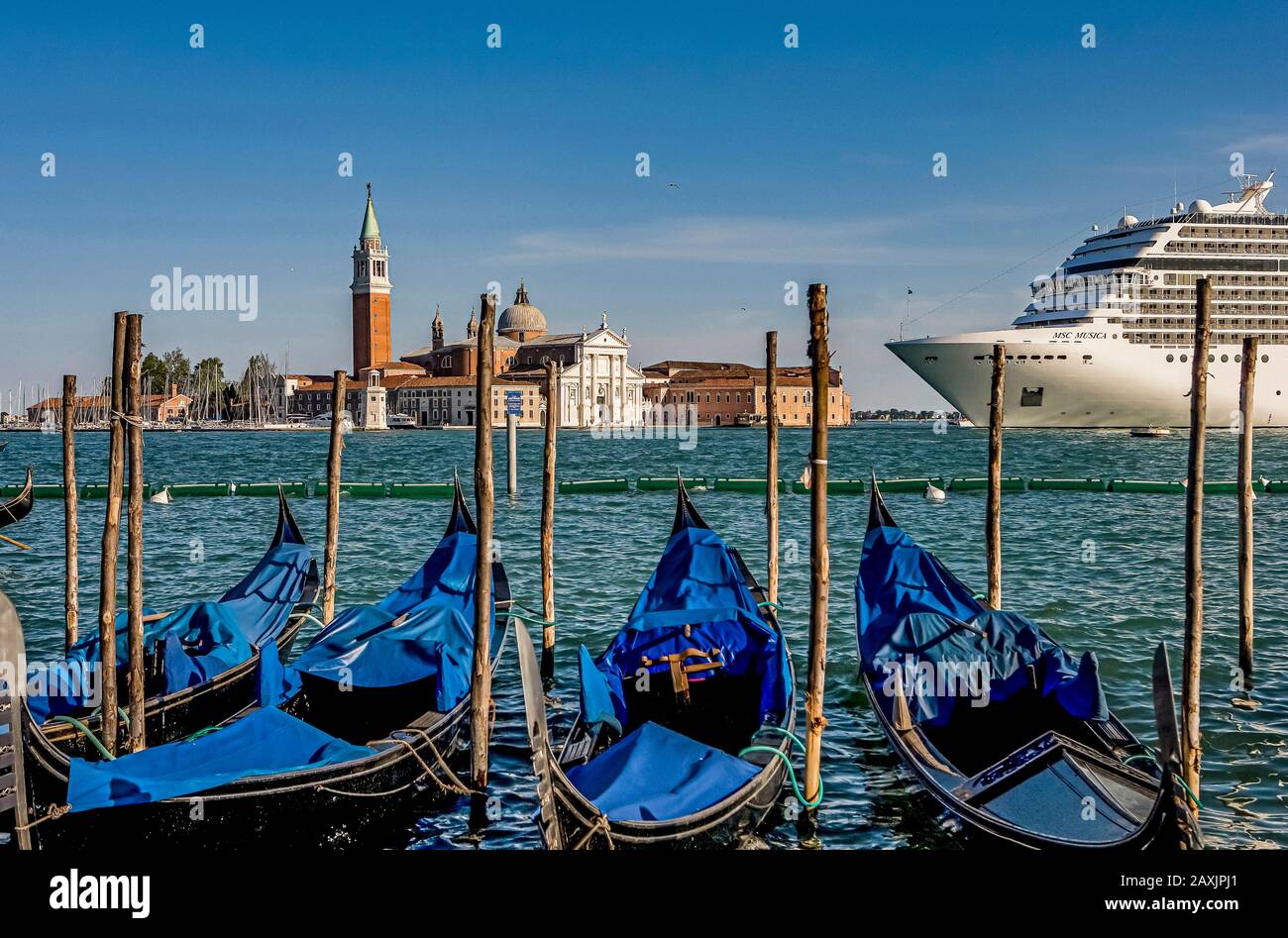 Italy Veneto Venice -  cruise ships in the grand canal Stock Photo