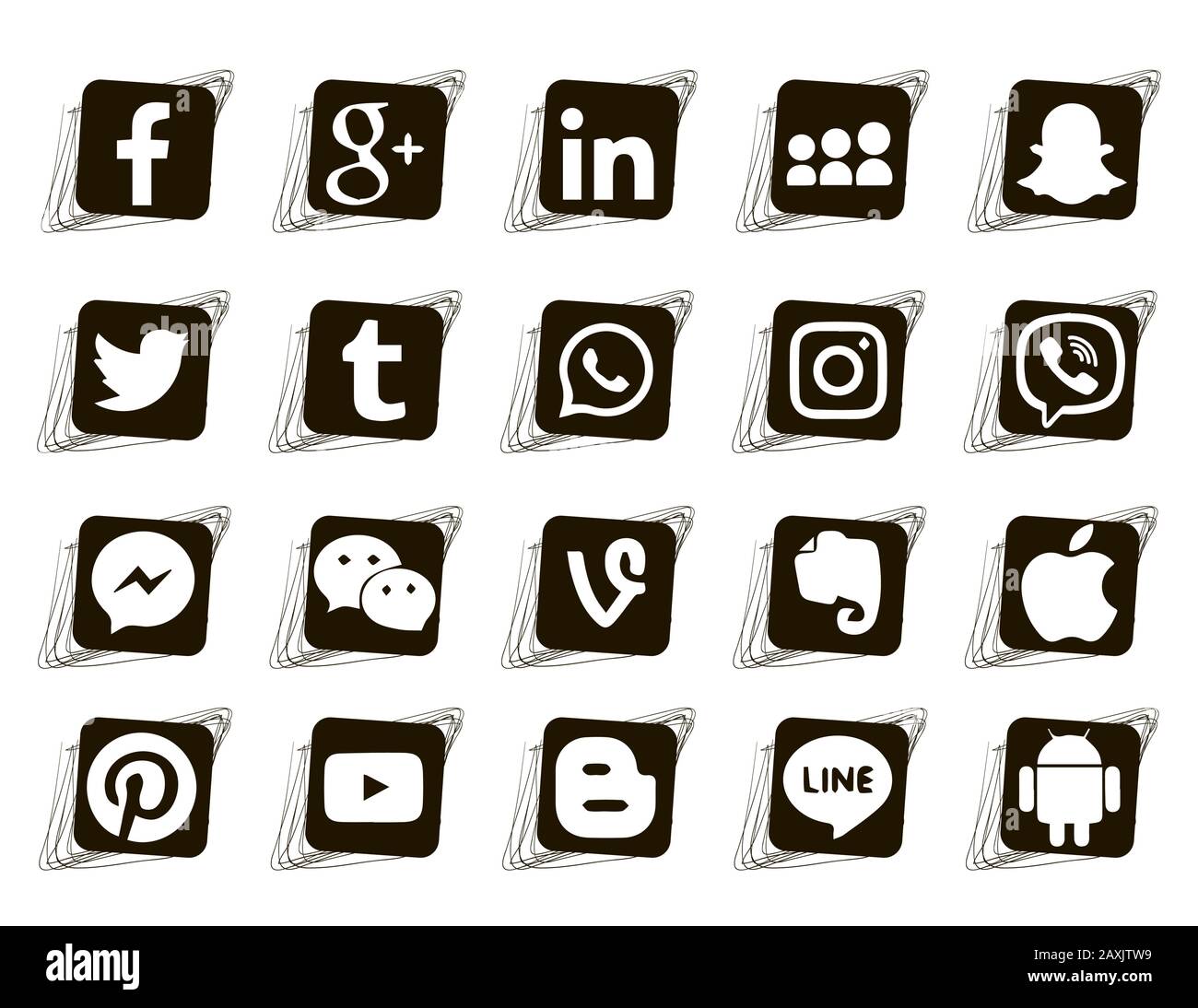 Social Media Icons Black And White Square