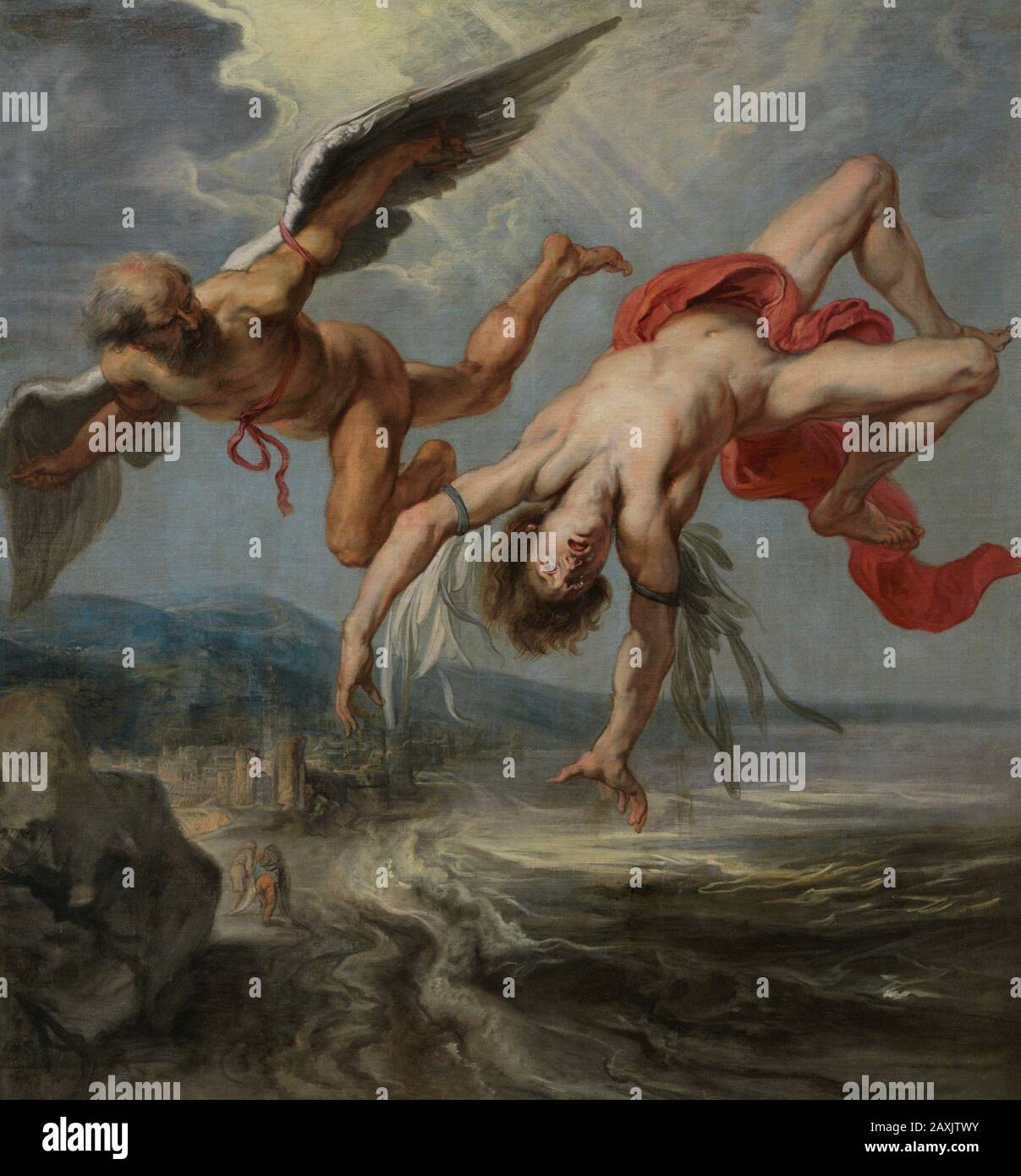 Jacob Peter Gowy (1615-1661). Flemish Baroque painter. The fall of Icarus, 1636-1637. Museum of Fine Arts. A Coruña, Galicia, Spain. (On loan, Prado Museum, Madrid). Stock Photo