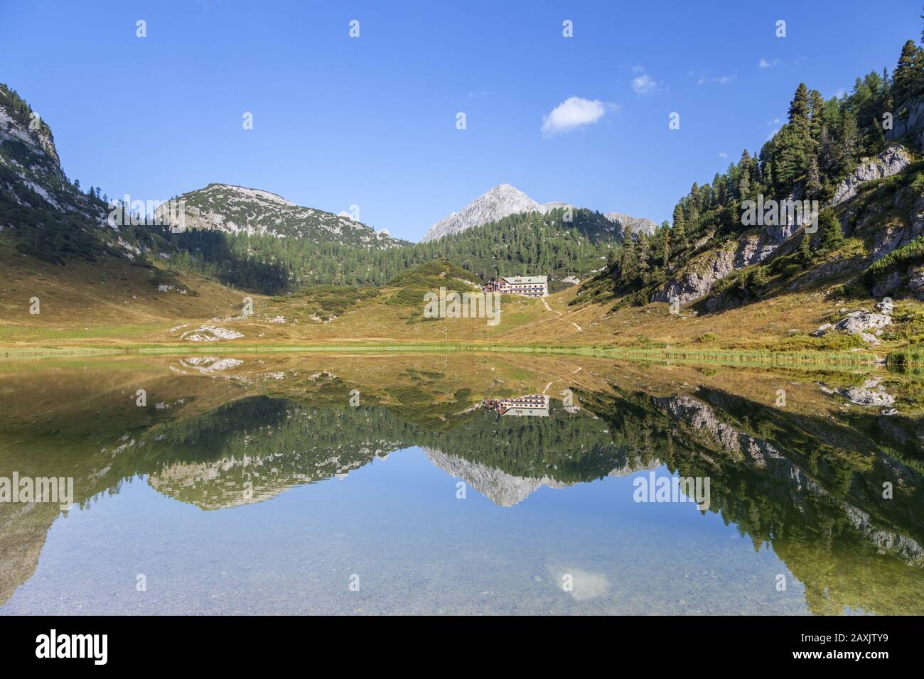 Lake Funtensee With Karlingerhaus Mountain Schneiber Behind