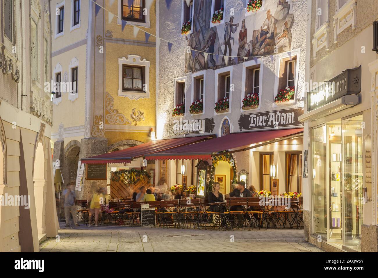 Restaurant 'Bier Adam' in the old town of Berchtesgadener Bavaria, Bavaria, southern Germany, Germany, Europe Stock Photo - Alamy