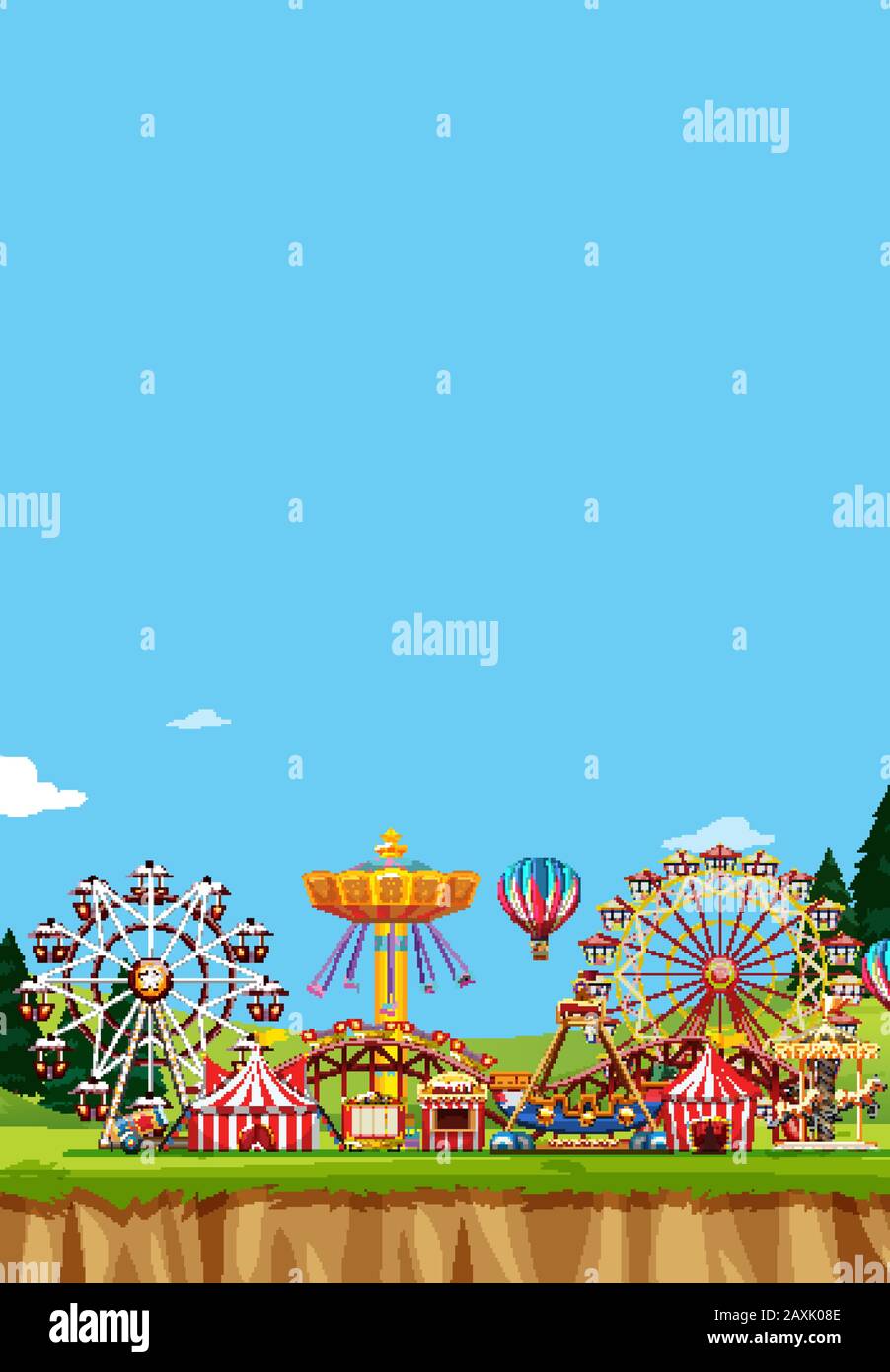 Circus scene with many rides at day time illustration Stock Vector ...