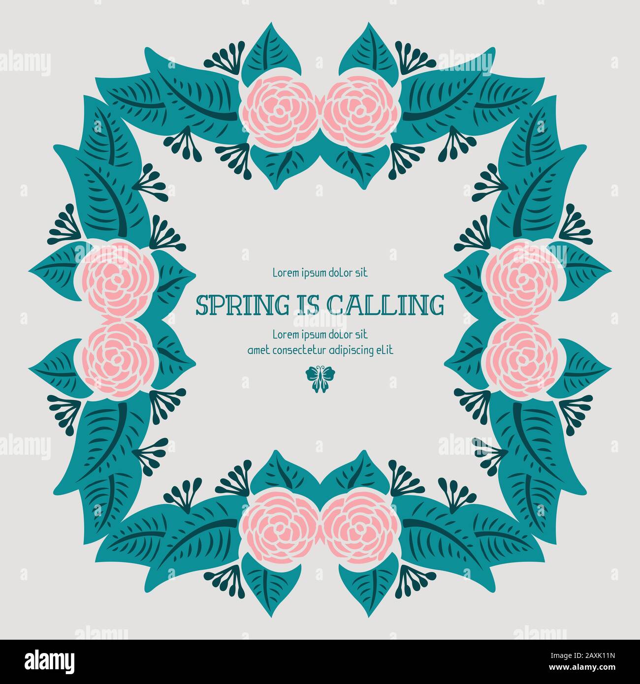 Ornate Pattern of leaf and flower frame, for spring calling greeting ...