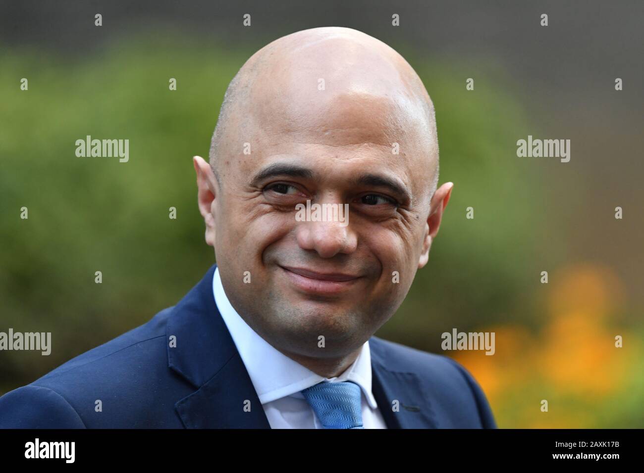 11 Downing Street, London, UK. 12th February 2020. Sajid Javid, Chancellor of the Exchequer, leaves 11 Downing Street minutes before the PM leaves No10 to attend weekly Prime Ministers Questions in Parliament. On 13th February (day following the photograph capture) Sajid Javid resigns as Chancellor during a Cabinet Reshuffle. Credit: Malcolm Park/Alamy Live News. Stock Photo