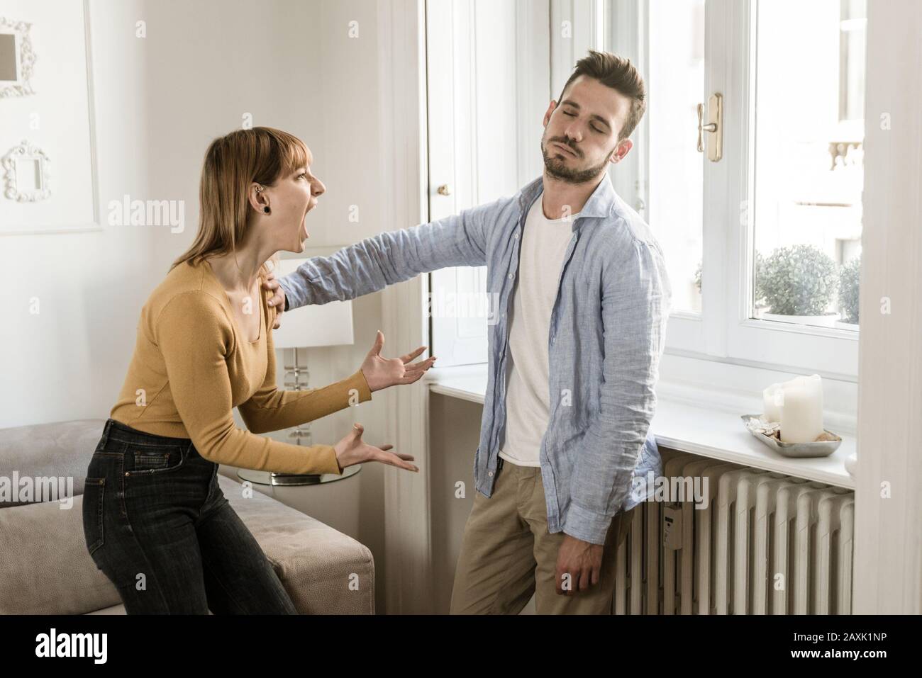 Couple fight at home. Couple problems concept Stock Photo