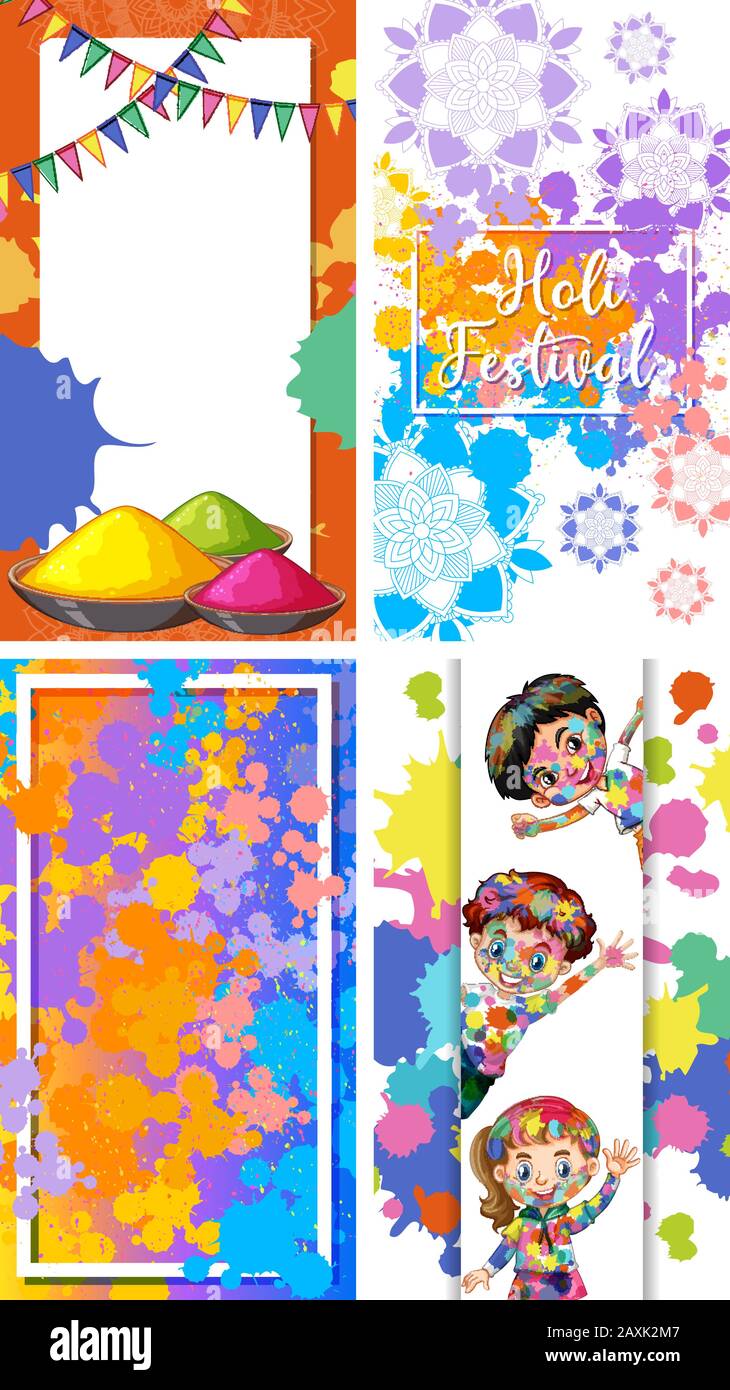 Four background design with happy holi festival theme illustration Stock  Vector Image & Art - Alamy