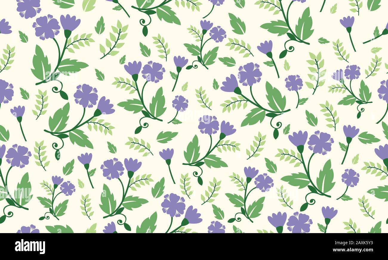 Cute of spring flower pattern background, with elegant leaf and flower ...