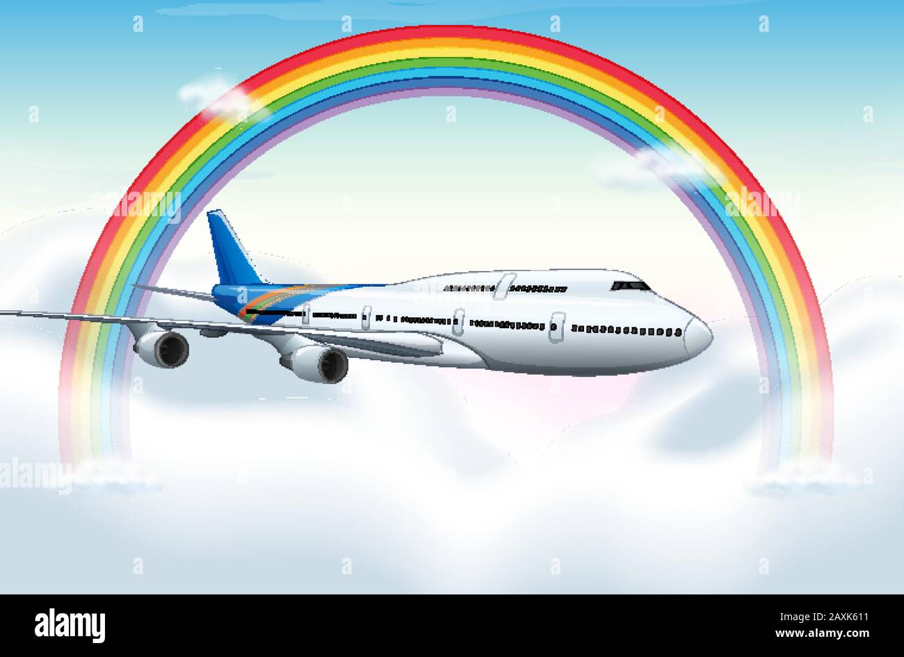 Airplane flying in the blue sky illustration Stock Vector Image & Art ...