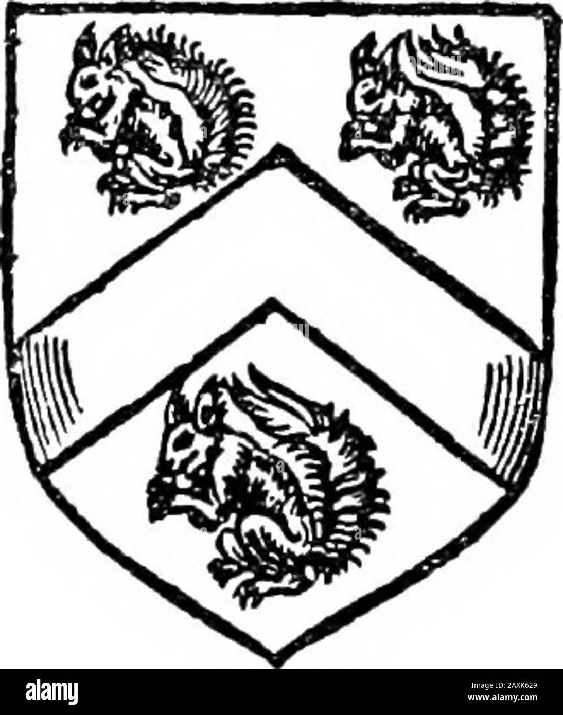 Peacham's Compleat gentleman, 1634 . The field is parted per paleGules and Azure three Eaglesdifplaide Argent, a Label! Orfor diflFerence, this Coate Ar-mour pertaineth to Sir RobertCoke, Knight. He beareth Pearle, a Cheve-ron Safhtre, betweene threeSquirrels Seiant of the Ruby,by the name of Lovell, ThisCoate is thus borne by theRight Worlhipfull Sir FraTtcisLovell J Knight, in the Countyof Norfolie. This was alfo the Coate ofSir Thomas Lovell^ Knight ofthe Garter,made by King Henrjfthe feuenth, of whofe houfe hee was Treafurer andPrefident of the Councell. This Sir Thomas Lovell was afift fo Stock Photo
