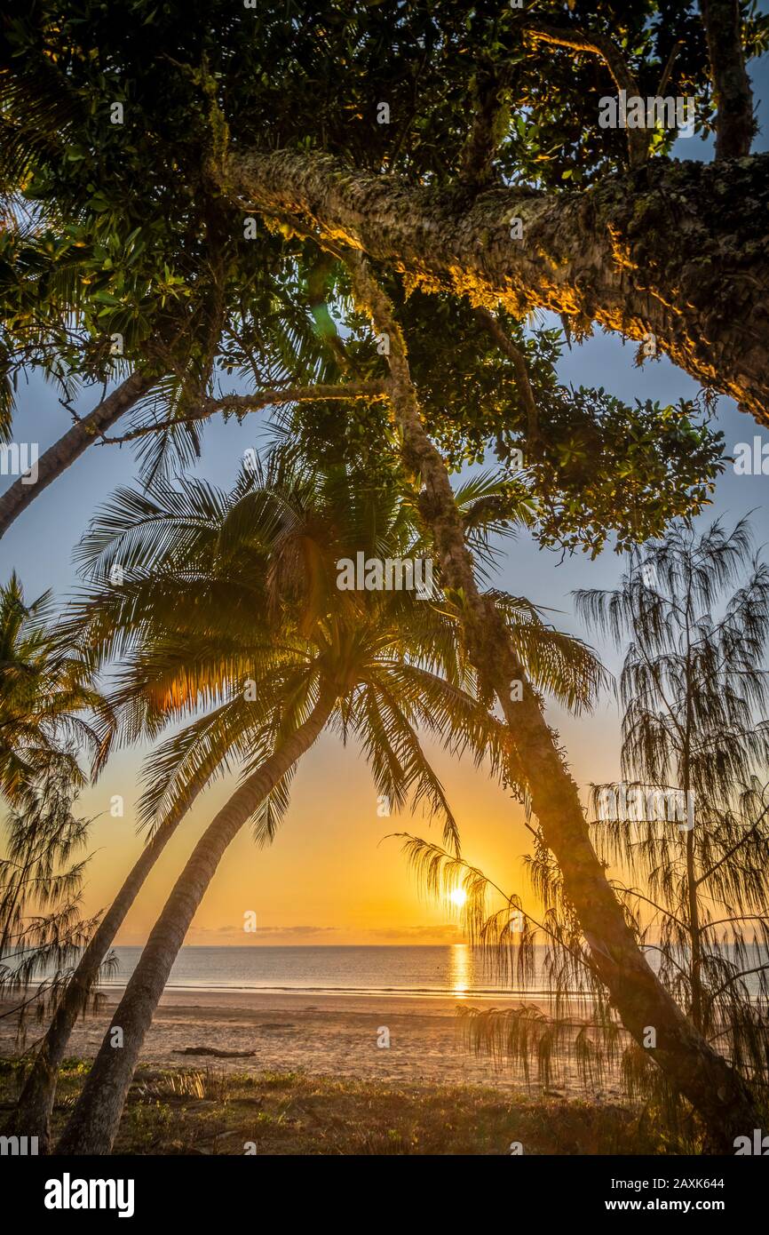 Australia, Mission Beach, Dream Beach, Sunset Stock Photo