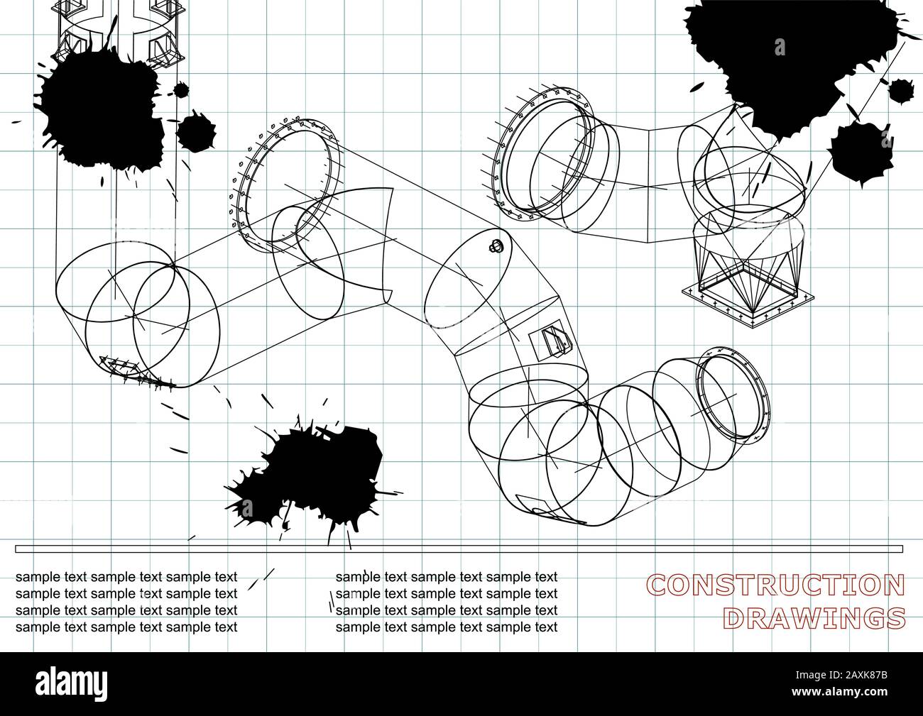 Drawings Of Steel Structures Pipes And Pipe 3d Blueprint Of