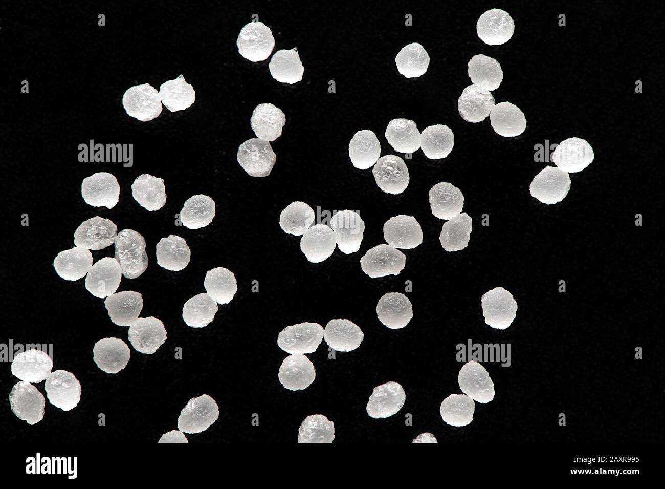 Closeup of sodium alginate beads after lyophilization Stock Photo