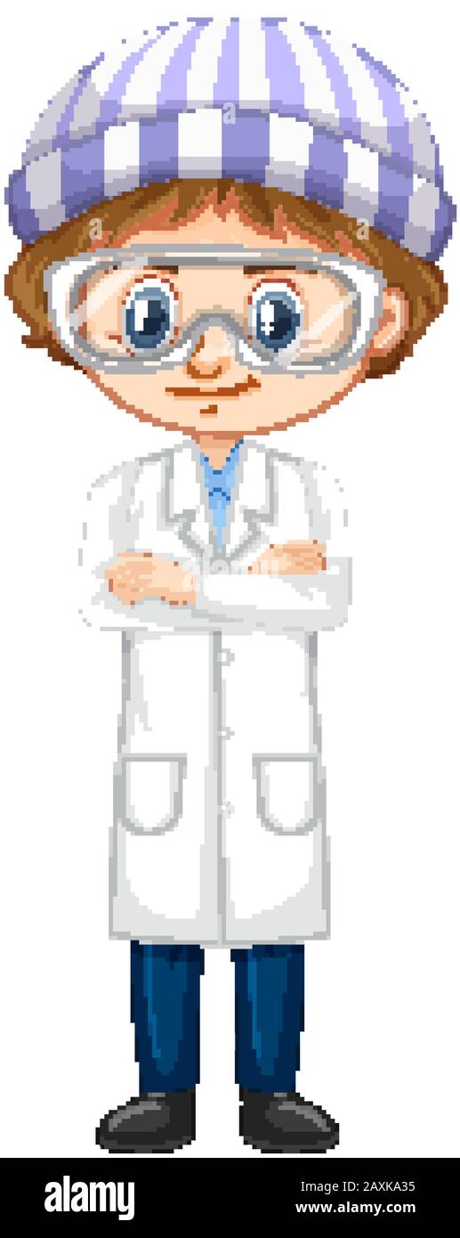 Boy in science clothes on white background illustration Stock Vector ...