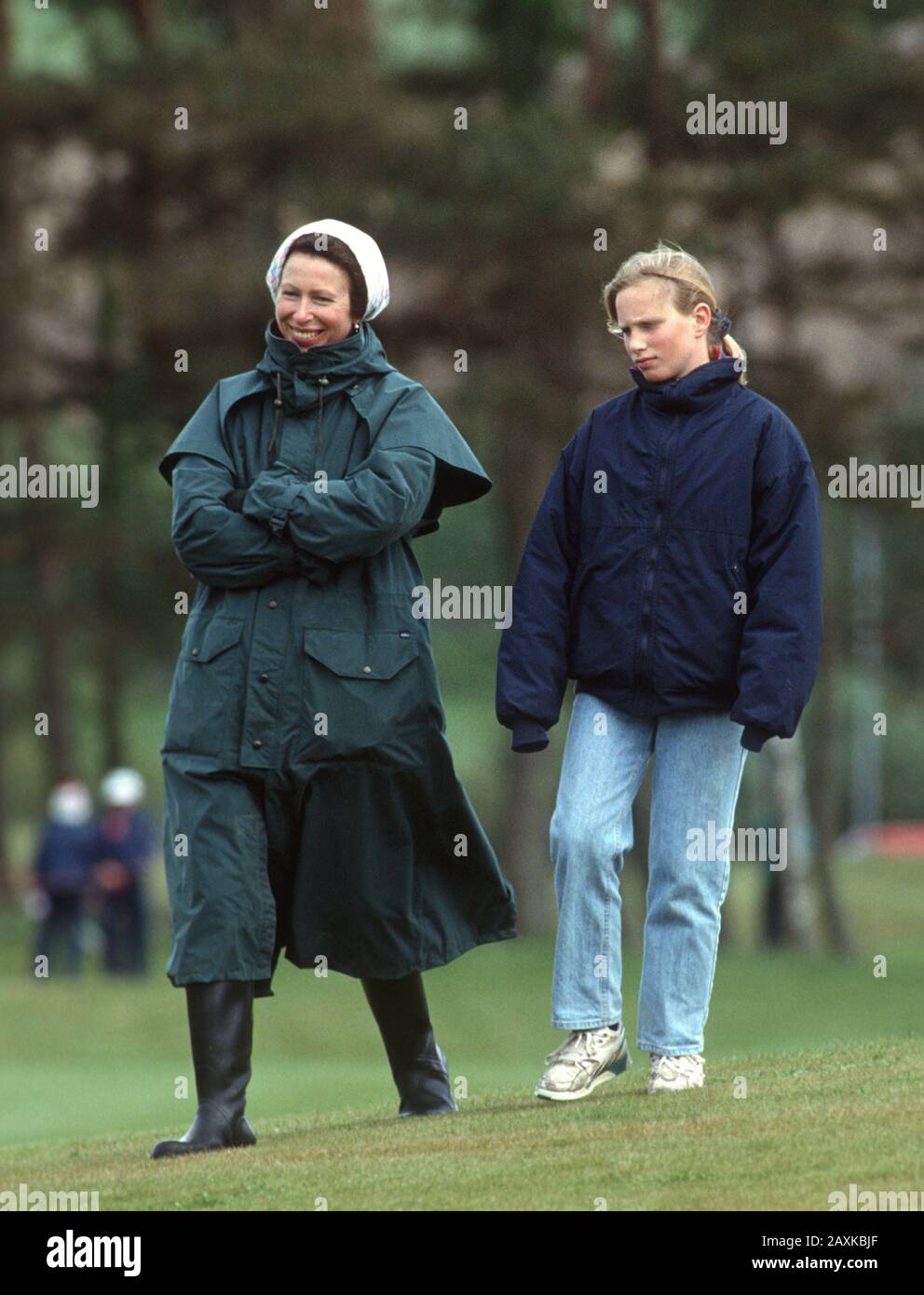 HRH Princess Anne and Zara Phillips at the Gleneagles charity shooting competition, Scotland May 1993 Stock Photo