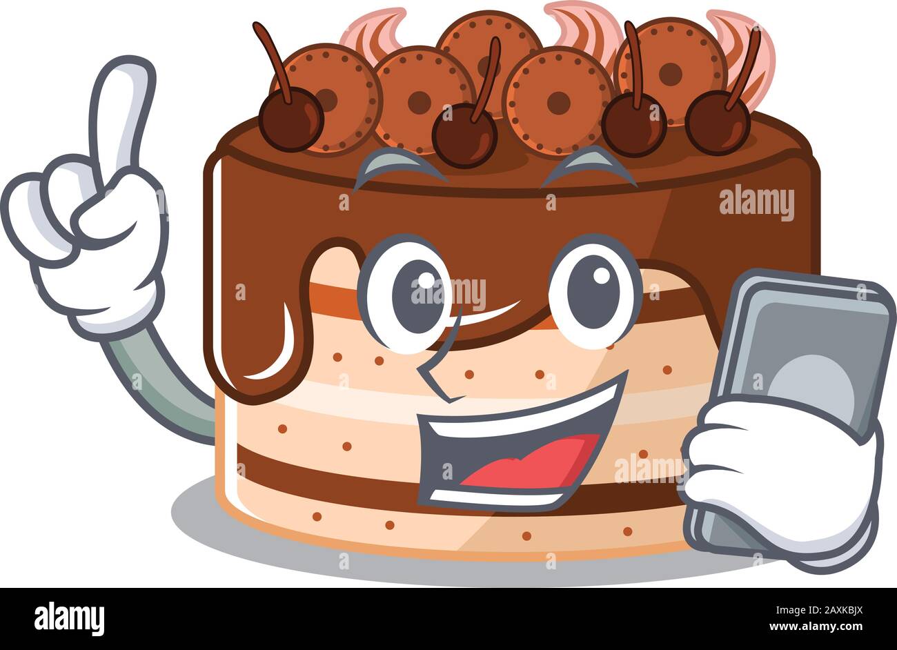 Chocolate Cake Cartoon Design Style Speaking On A Phone Stock Vector Image Art Alamy