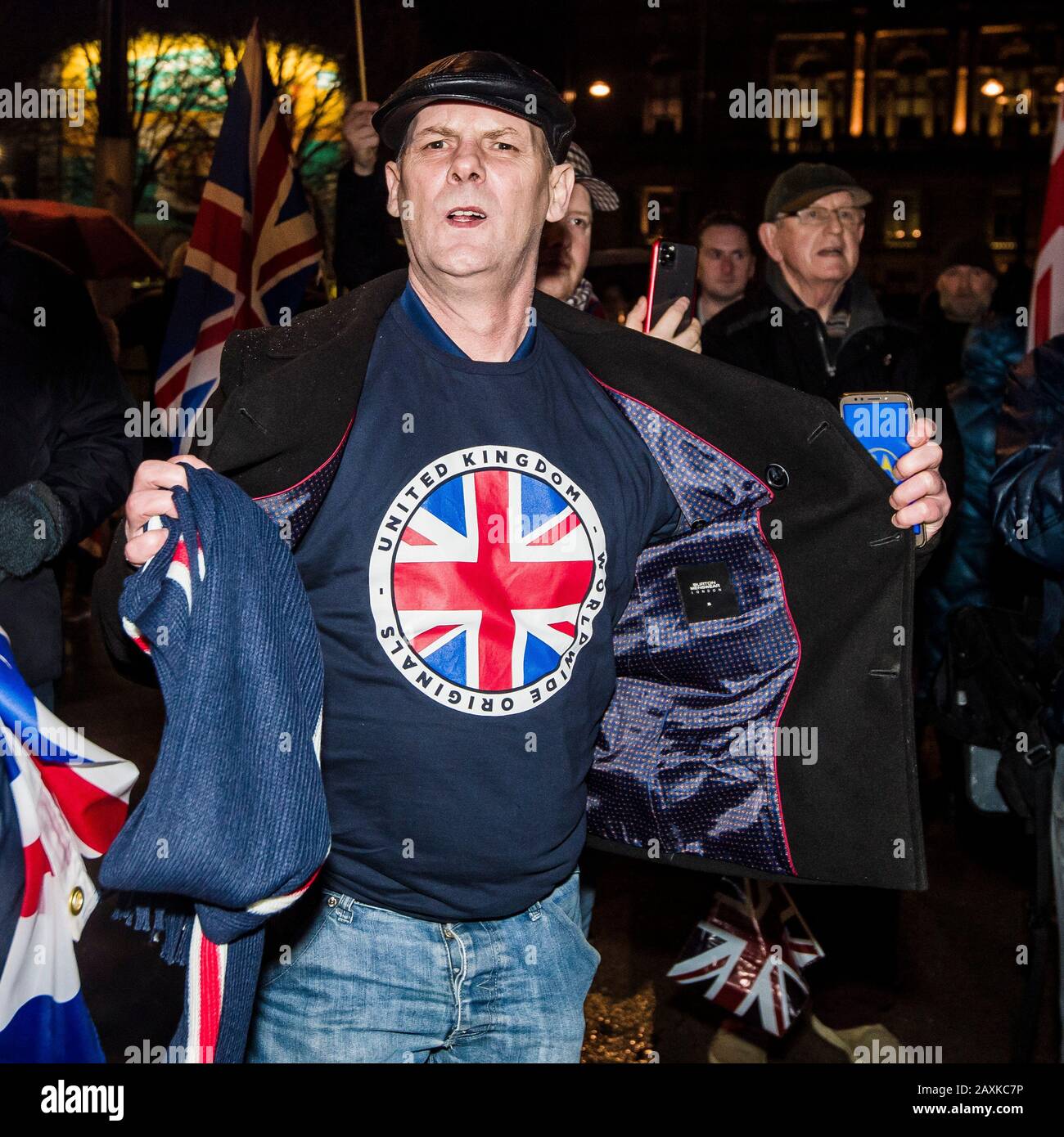 Ex-UKIP member Alistair McConnachie leads the celebrations in George Square in Glasgow as the U.K leaves the European Union    Credit: Euan Cherry Stock Photo