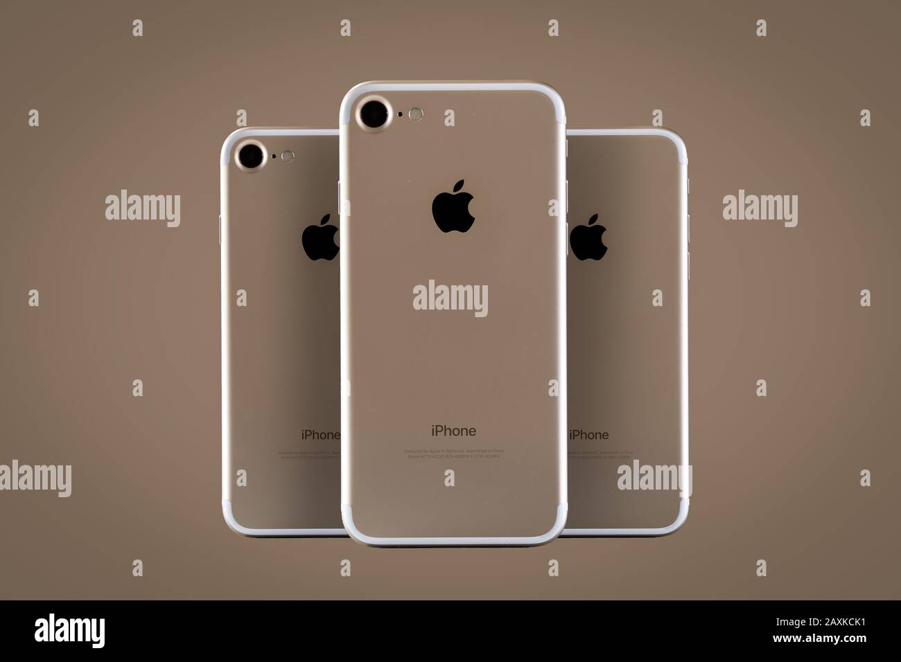 Golden Apple iPhone 7 Stock Photo