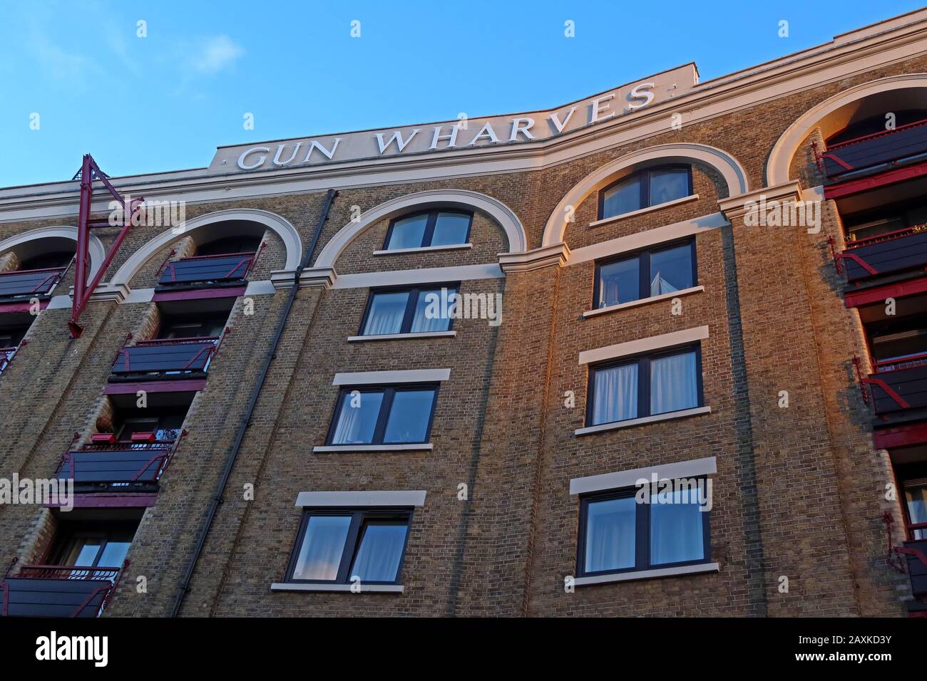 Gun Wharves,Grade II listed warehouses,Entry 1242445,Wapping High St,Wapping,Thames,London Docklands, England, , UK, E1W 2NJ Stock Photo