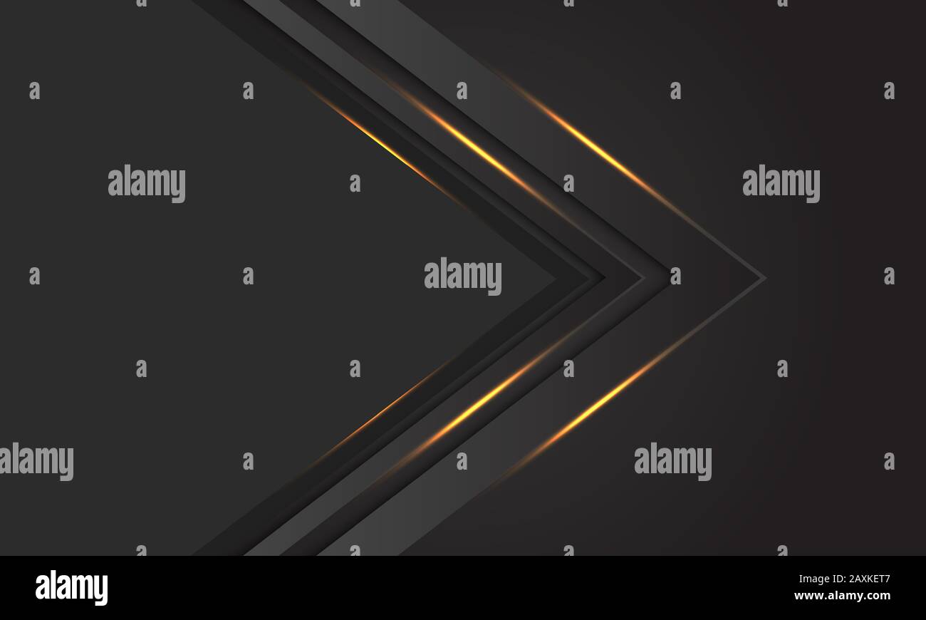 Abstract dark grey gold light arrow direction with blank space design ...