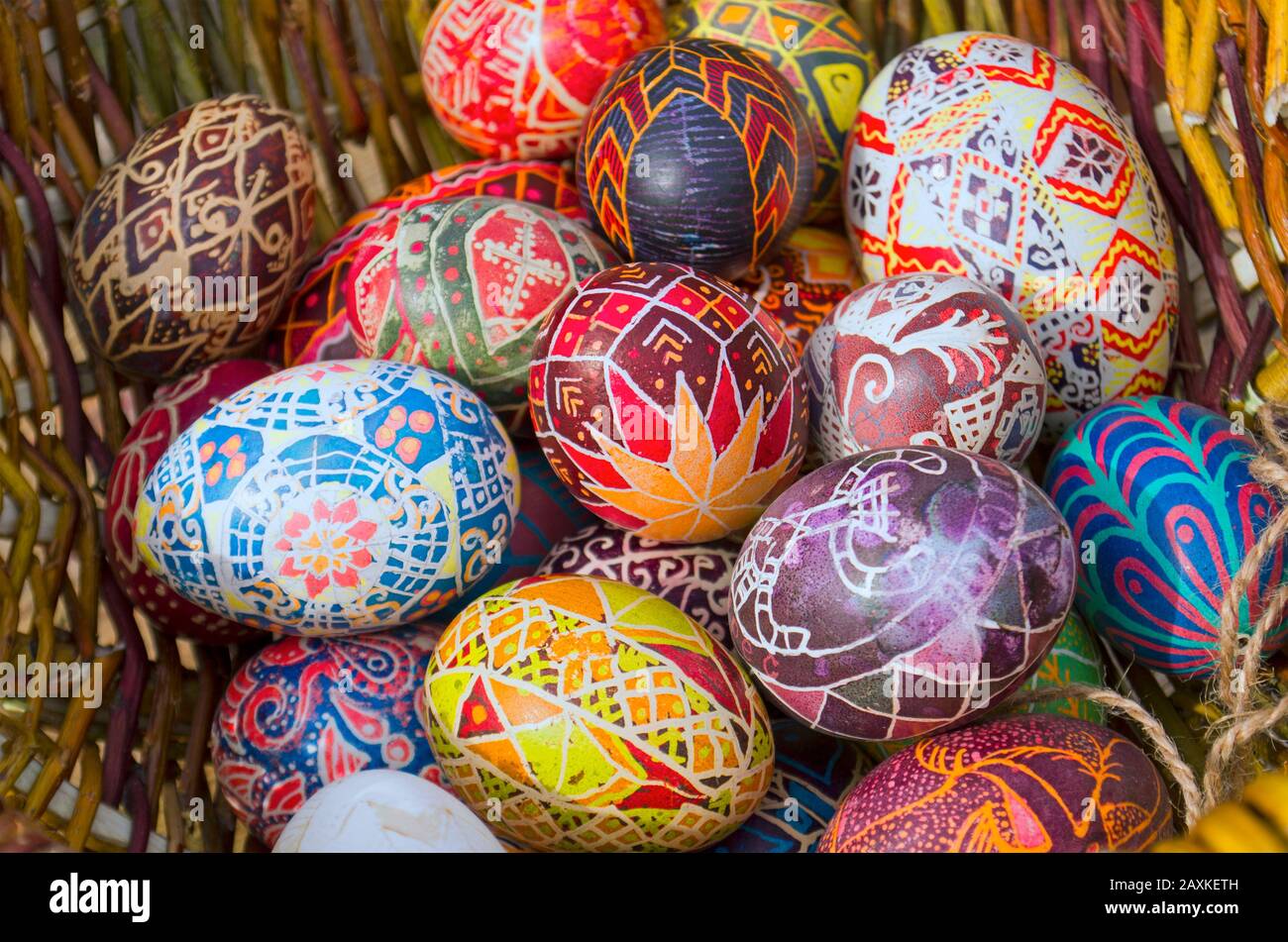 Background with Easter eggs set. Eggs background Stock Photo
