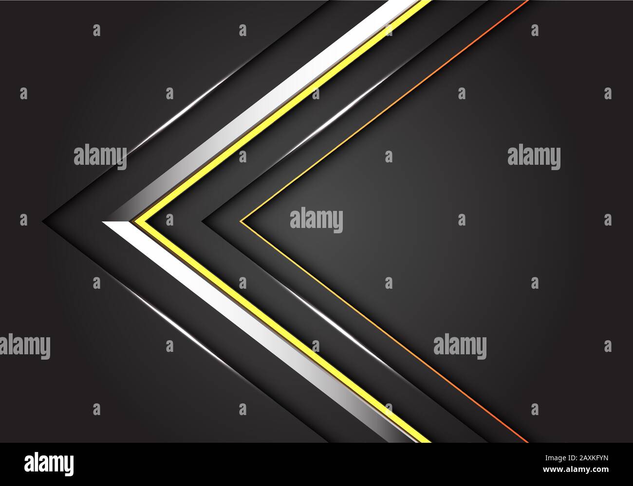 Abstract silver yellow line arrow direction on dark grey design modern ...