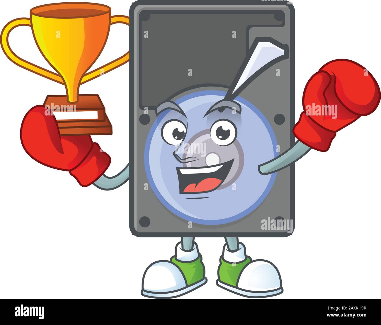 Super cool Boxing winner of hard disk in mascot cartoon design Stock Vector  Image & Art - Alamy