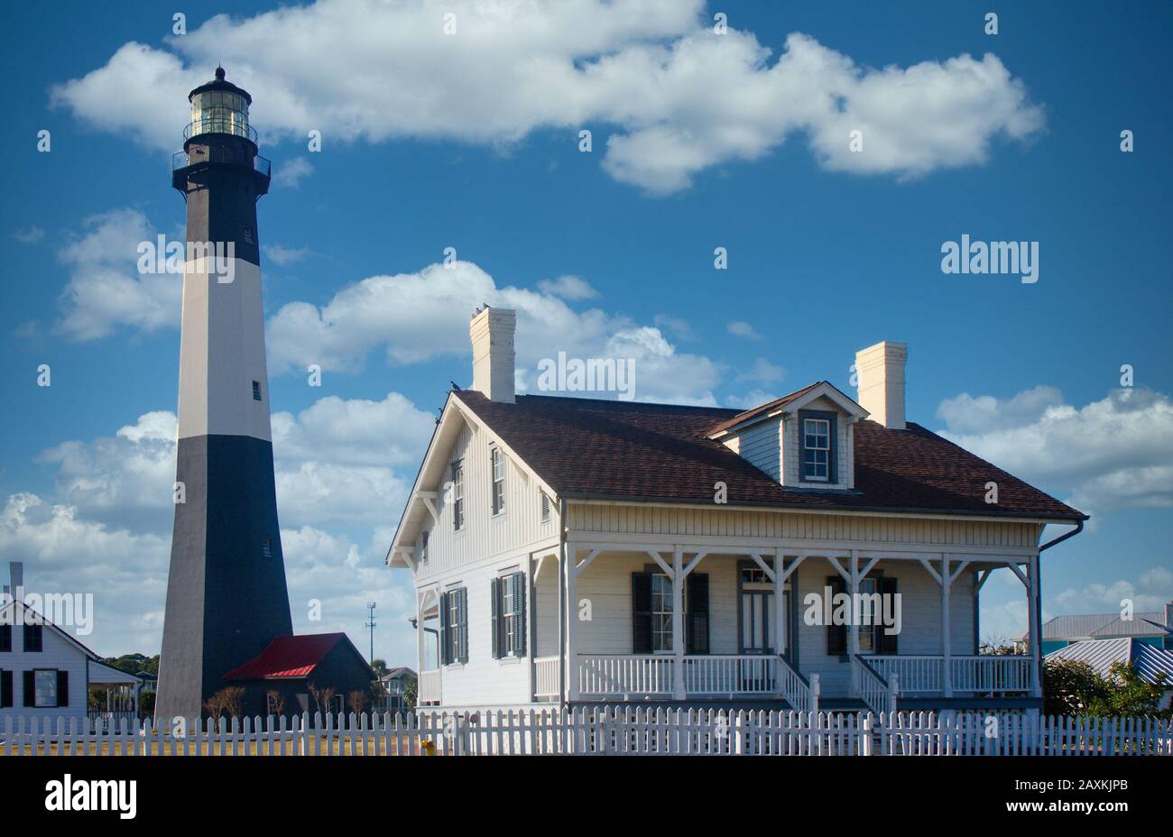 Black and White Lighthouse by White House Stock Photo