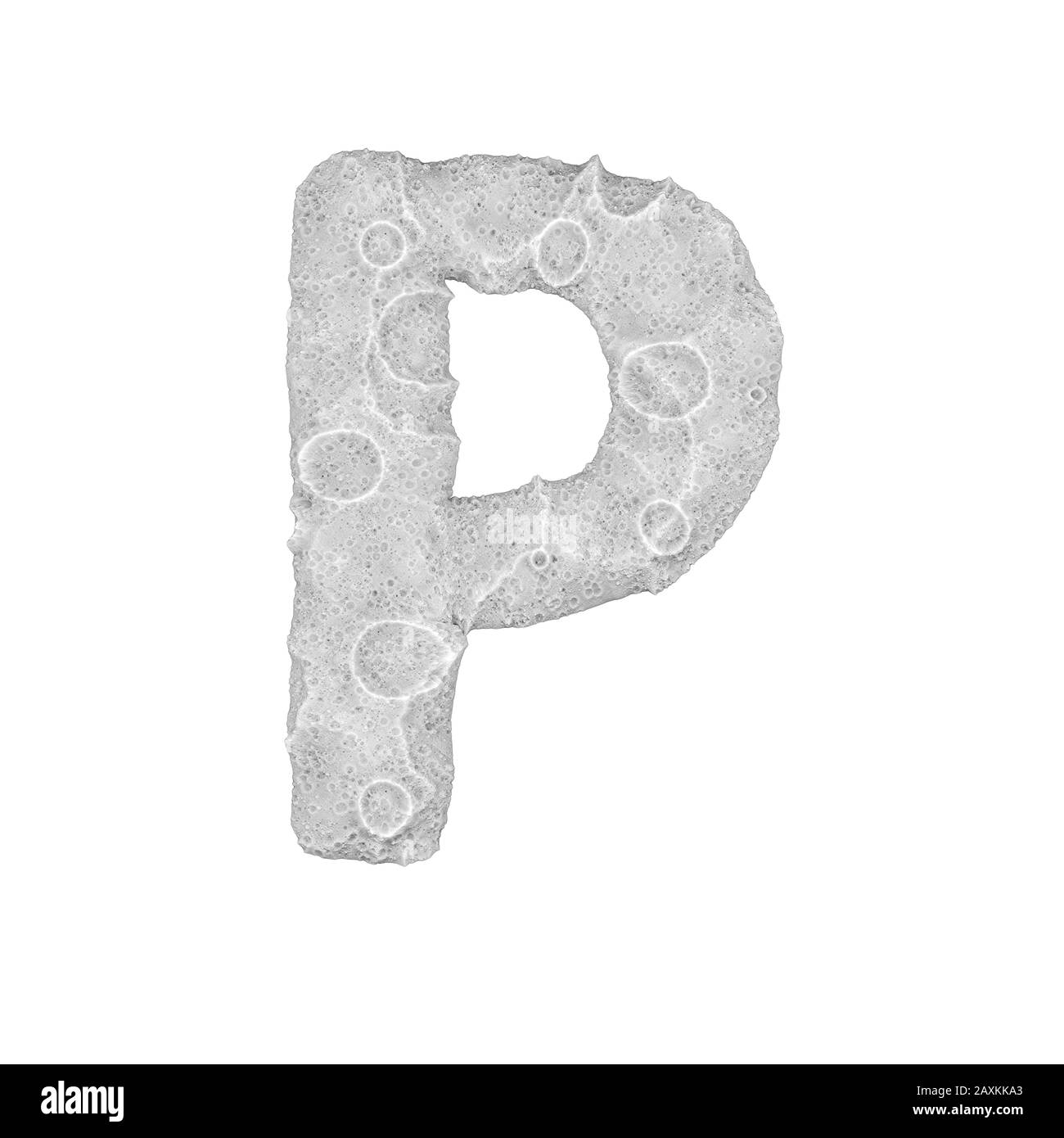 Moon stylized Letter 'P' - on white background - 3D render Stock Photo