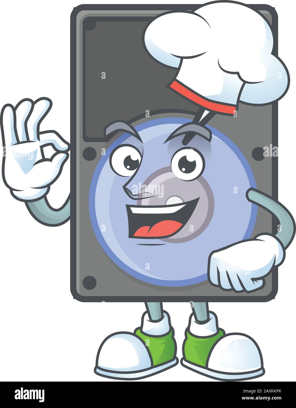 Hard disk cartoon character in a chef dress and white hat Stock Vector ...