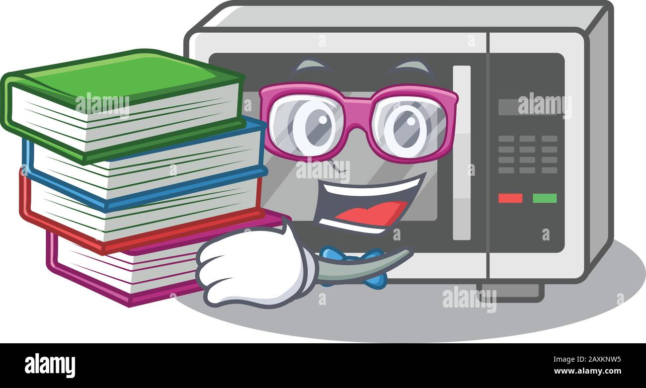 mascot cartoon of microwave studying with book Stock Vector