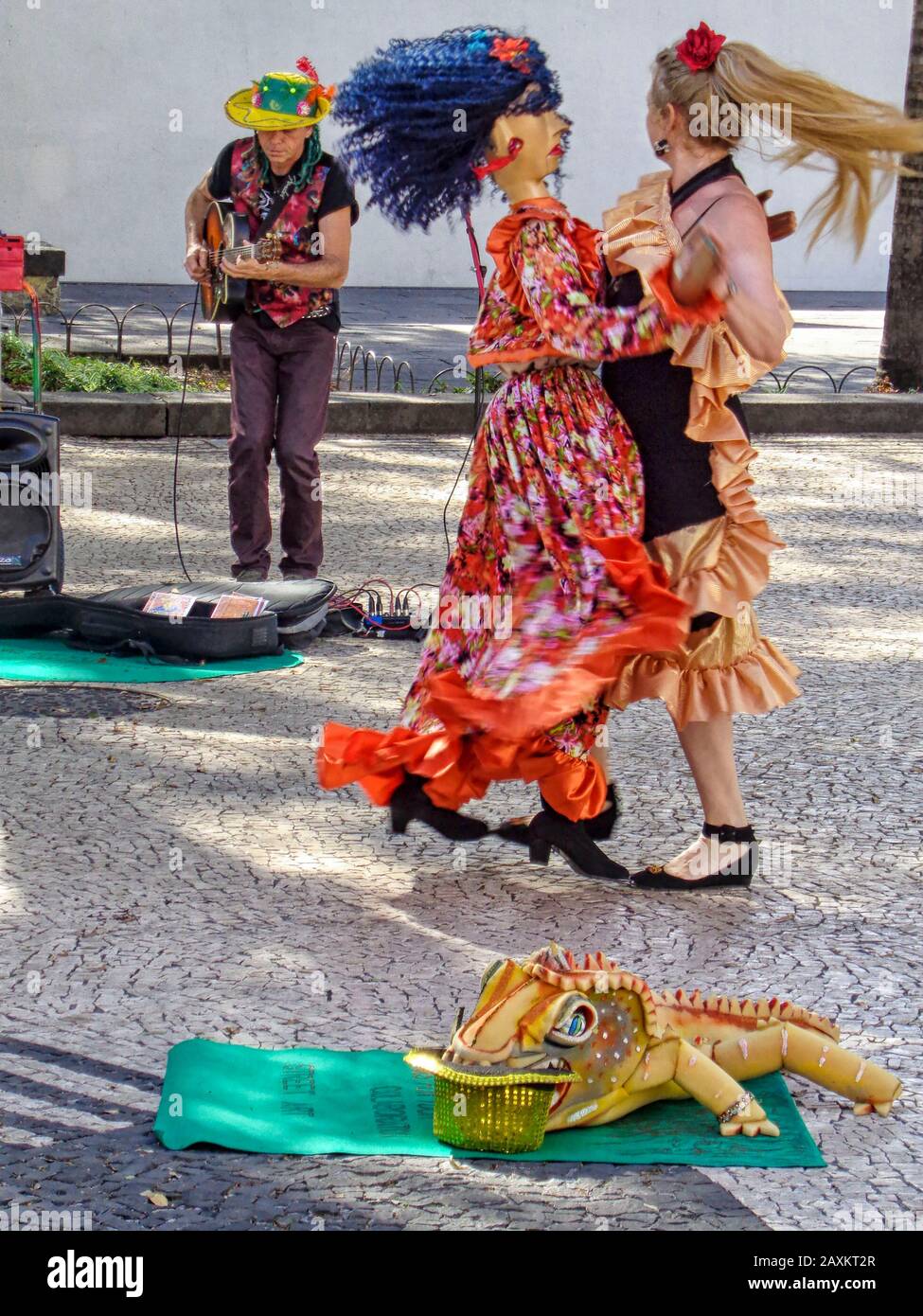Street performers in the old town of Funchal, Madeira, Portugal, European Union Stock Photo