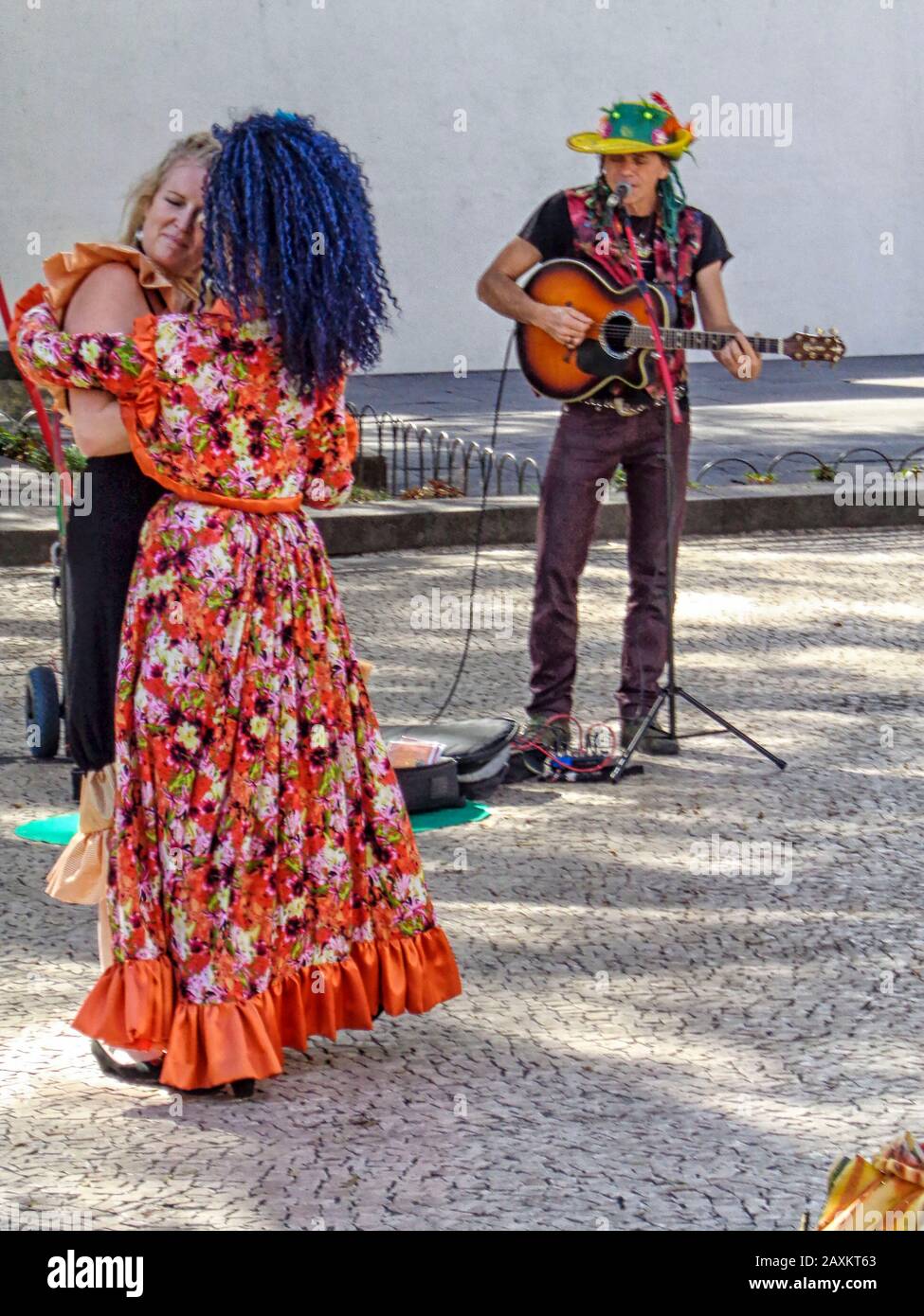 Street performers in the old town of Funchal, Madeira, Portugal, European Union Stock Photo