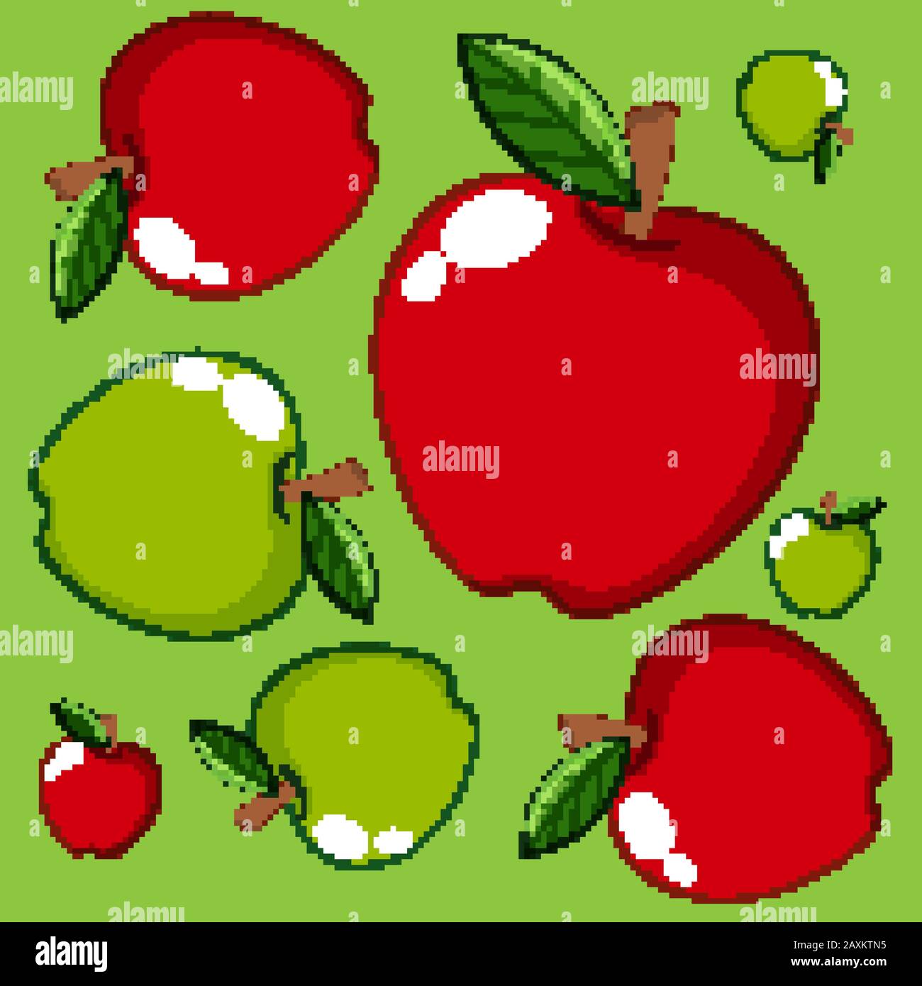 Background design with green and red apples illustration Stock Vector