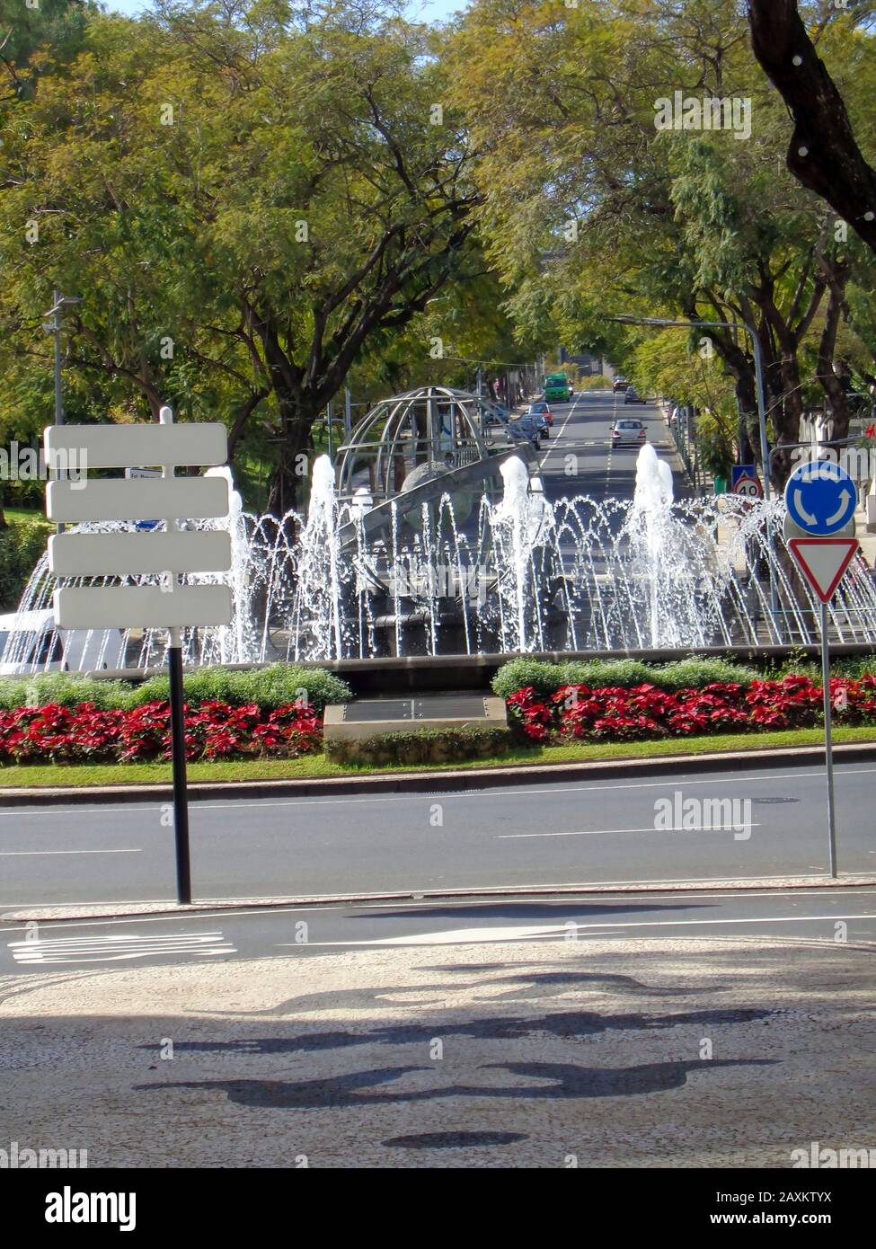 Fountain Rotunda do Infante, Funchal, Madeira Stock Photo