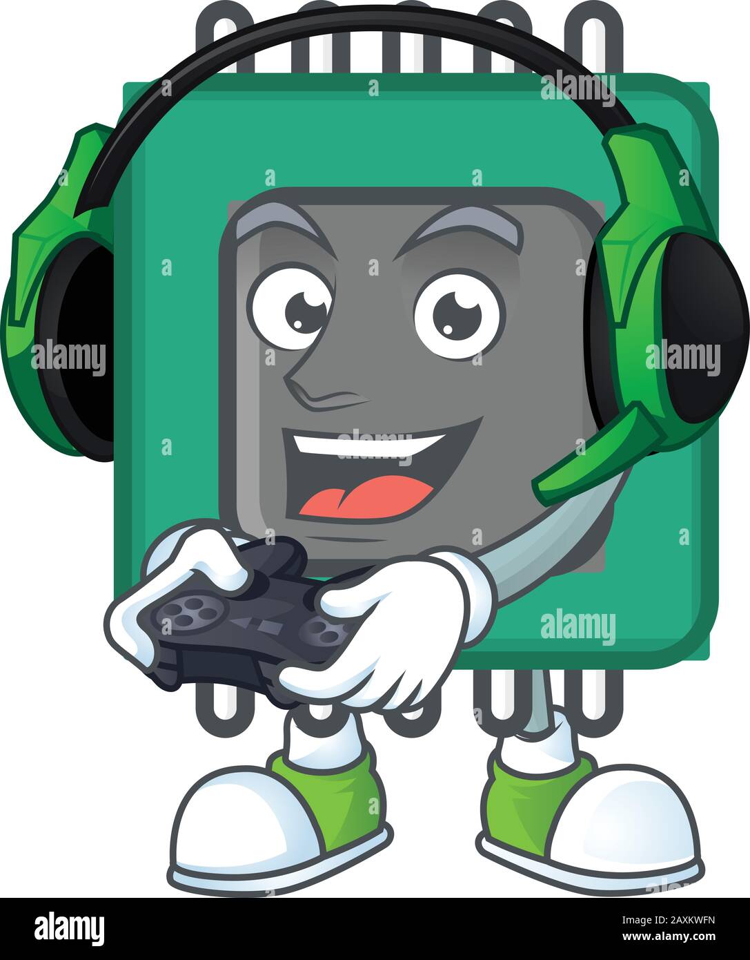 RAM cartoon picture play a game with headphone and controller Stock ...
