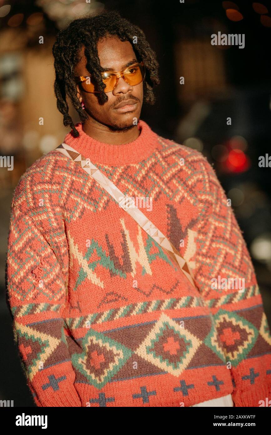 Heron Preston - PFW  AW2020 original creation during Paris Fashion Week Menswear Heron Preston house streetstyle outside the show Stock Photo