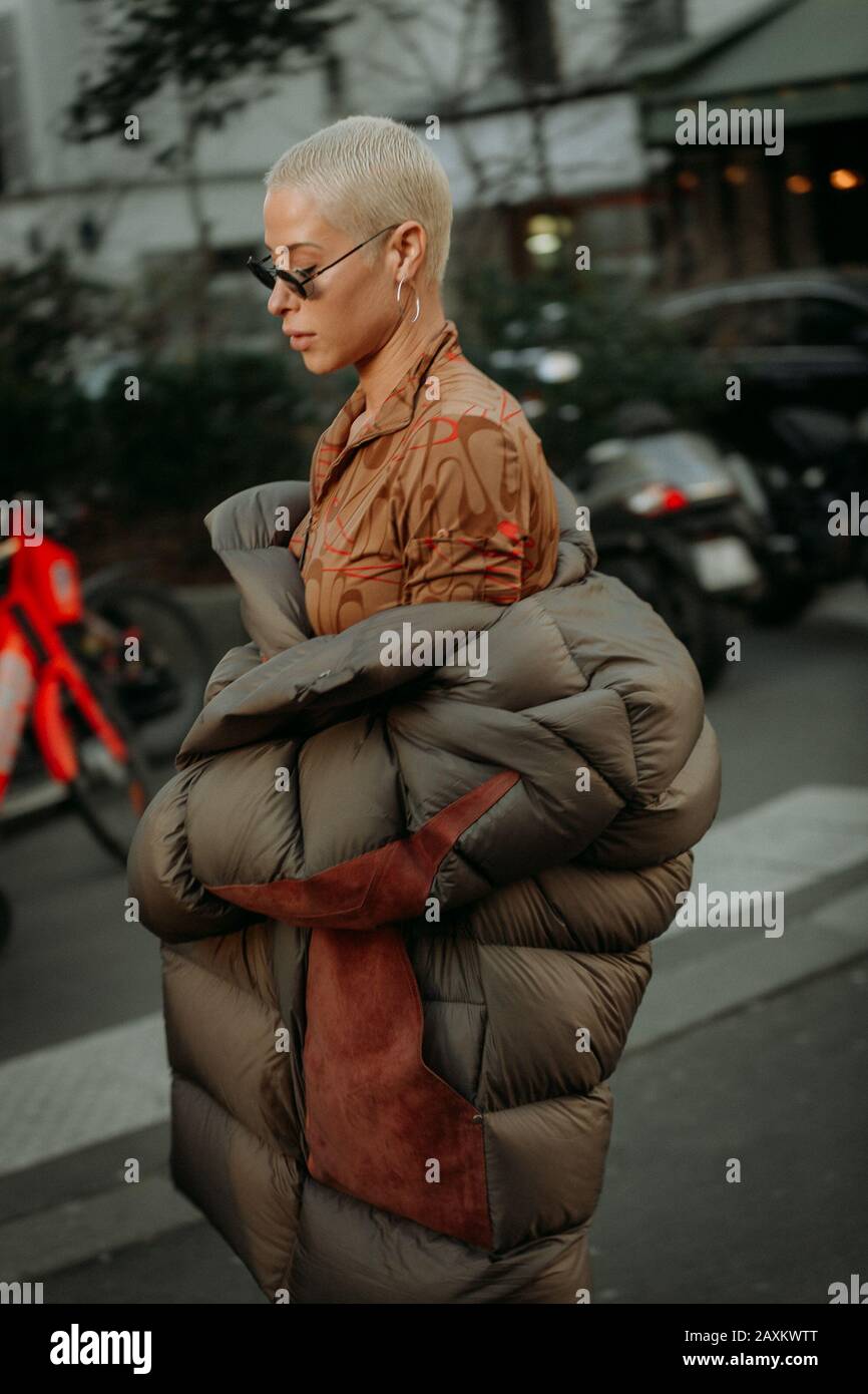 Heron Preston - PFW  AW2020 original creation during Paris Fashion Week Menswear Heron Preston house streetstyle outside the show Stock Photo